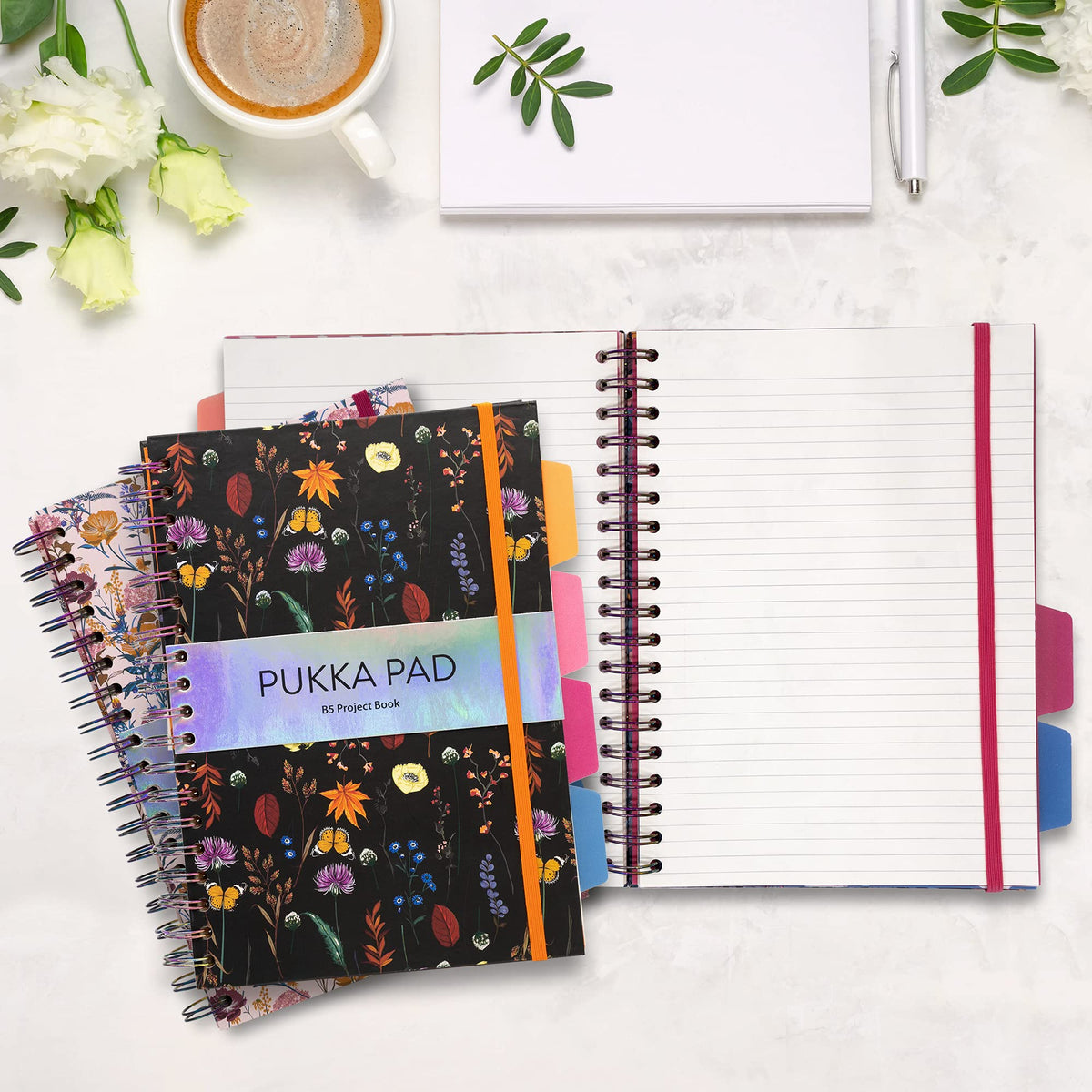 Pukka Pad 5 Subject Spiral Notebook 3-Pack - 200 Pages, 100 Sheets of 80GSM Paper with