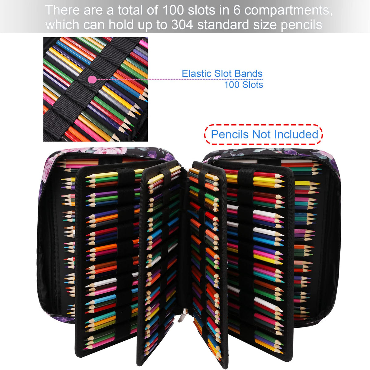 AYVANBER Big Capacity Colored Pencil Case Organizer 304 Slots Pen Holder Waterproof Storage Pouch