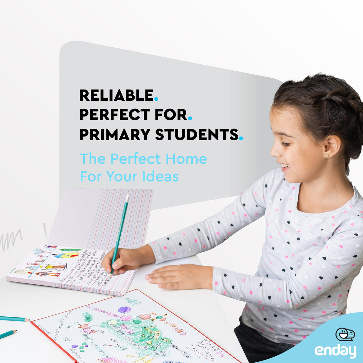 Enday Primary Journal Grades K-2, Primary Writing Journal, Half Page Ruled Primary Journal