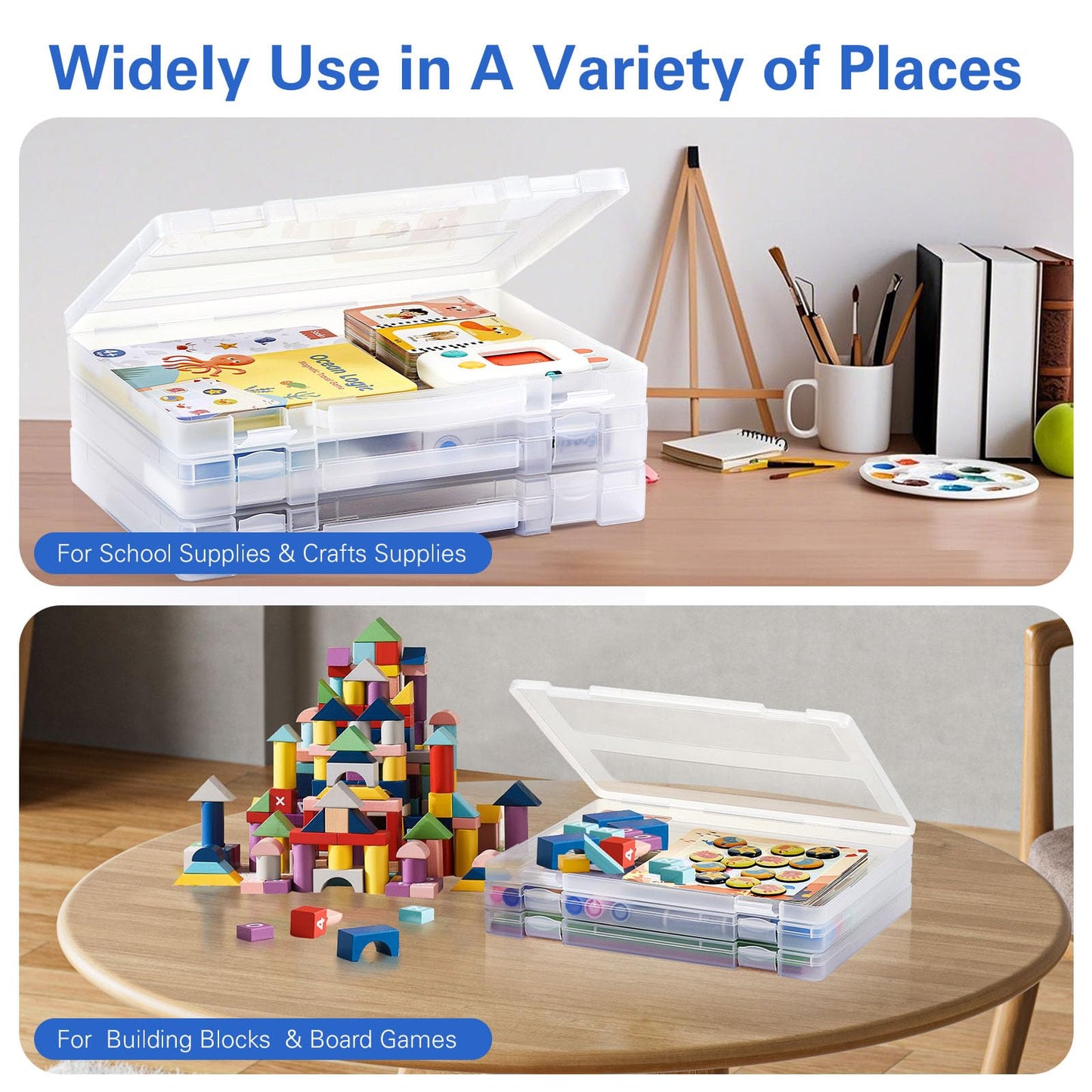 Denkee 8 Pack A4 Paper Organizer Box, Plastic Board Game Storage for Art Supplies 8.5" x 11" US