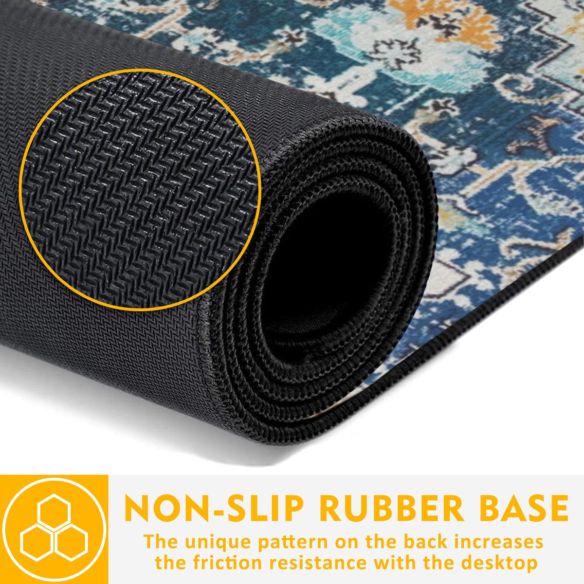 Uiaoiais Desk Mat,Bohemian Textile Rug Texture Mouse Pad,31.5""X15.7"" Large Desk Pad with Stitched