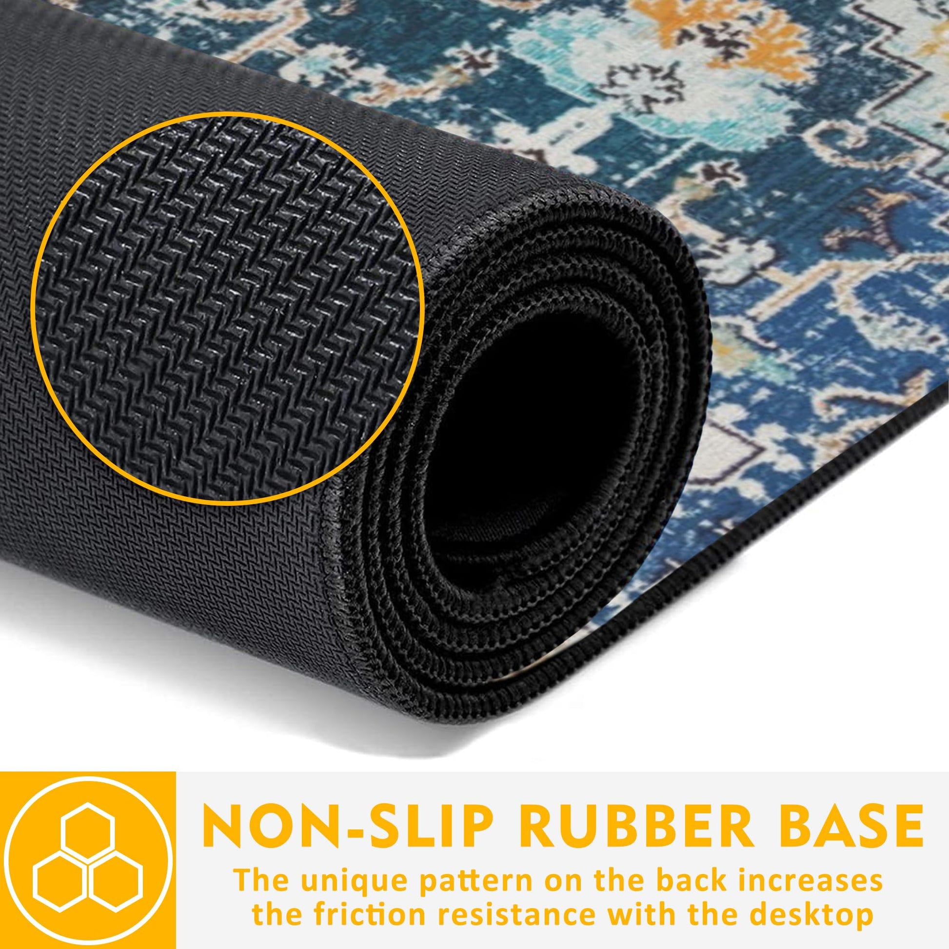 Uiaoiais Desk Mat,Bohemian Textile Rug Texture Mouse Pad,31.5""X15.7"" Large Desk Pad with Stitched