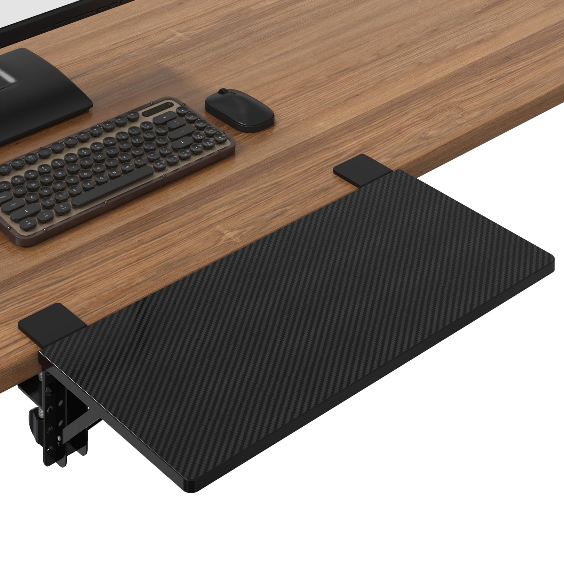BONTEC Small Ergonomics Desk Extender Tray, 20 x 9.5 Inch, Black Carbon
