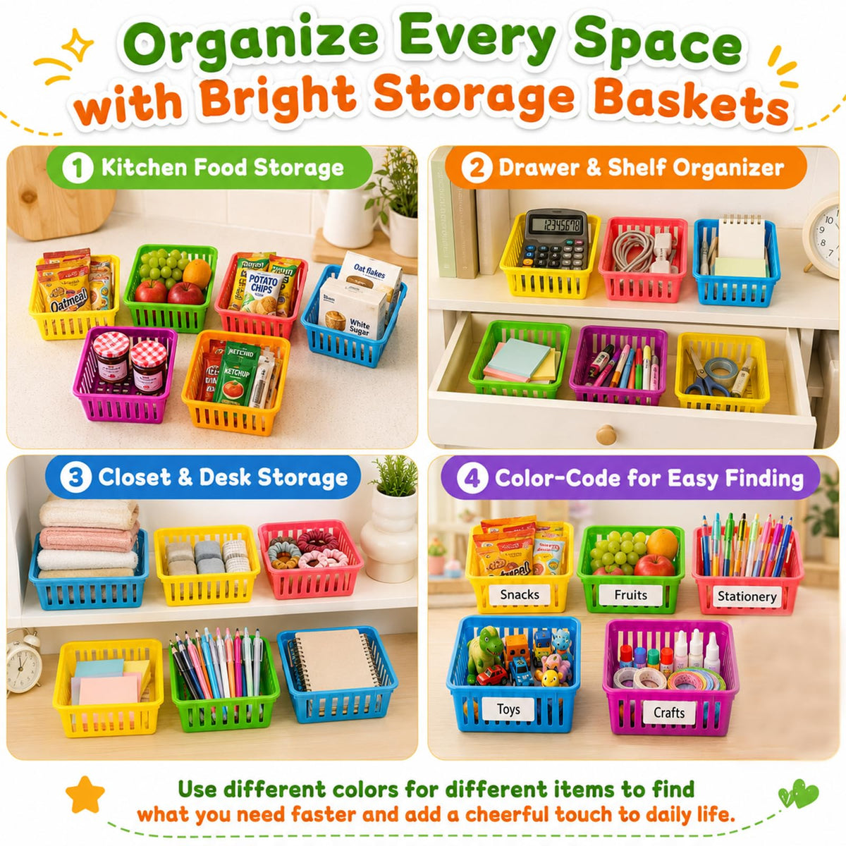ZZYFGH 12 PCS Pencil Holders, Pencil Baskets, Small Plastic Baskets for Organizing, Colorful