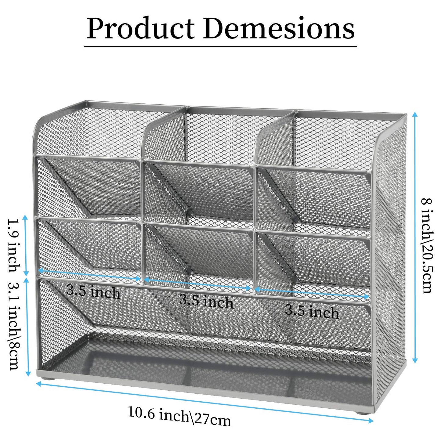 Marbrasse Mesh Desk Organizer, Multi-Functional Pen Holder, Desktop Stationary Organizer, Storage