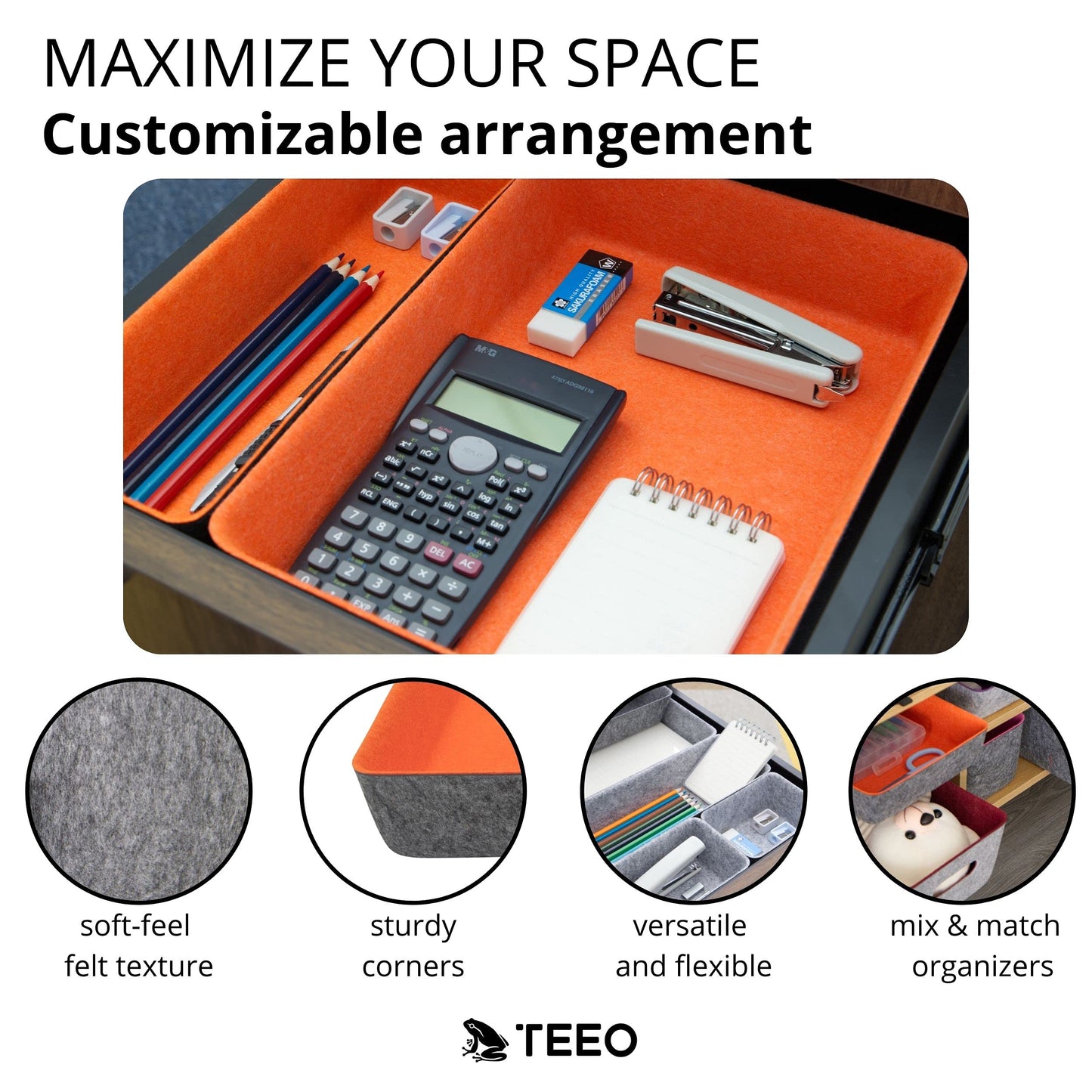 Teeo - Drawer Dividers Organizers - Makeup Trays for Vanity - Drawers Organizer - Office Drawer