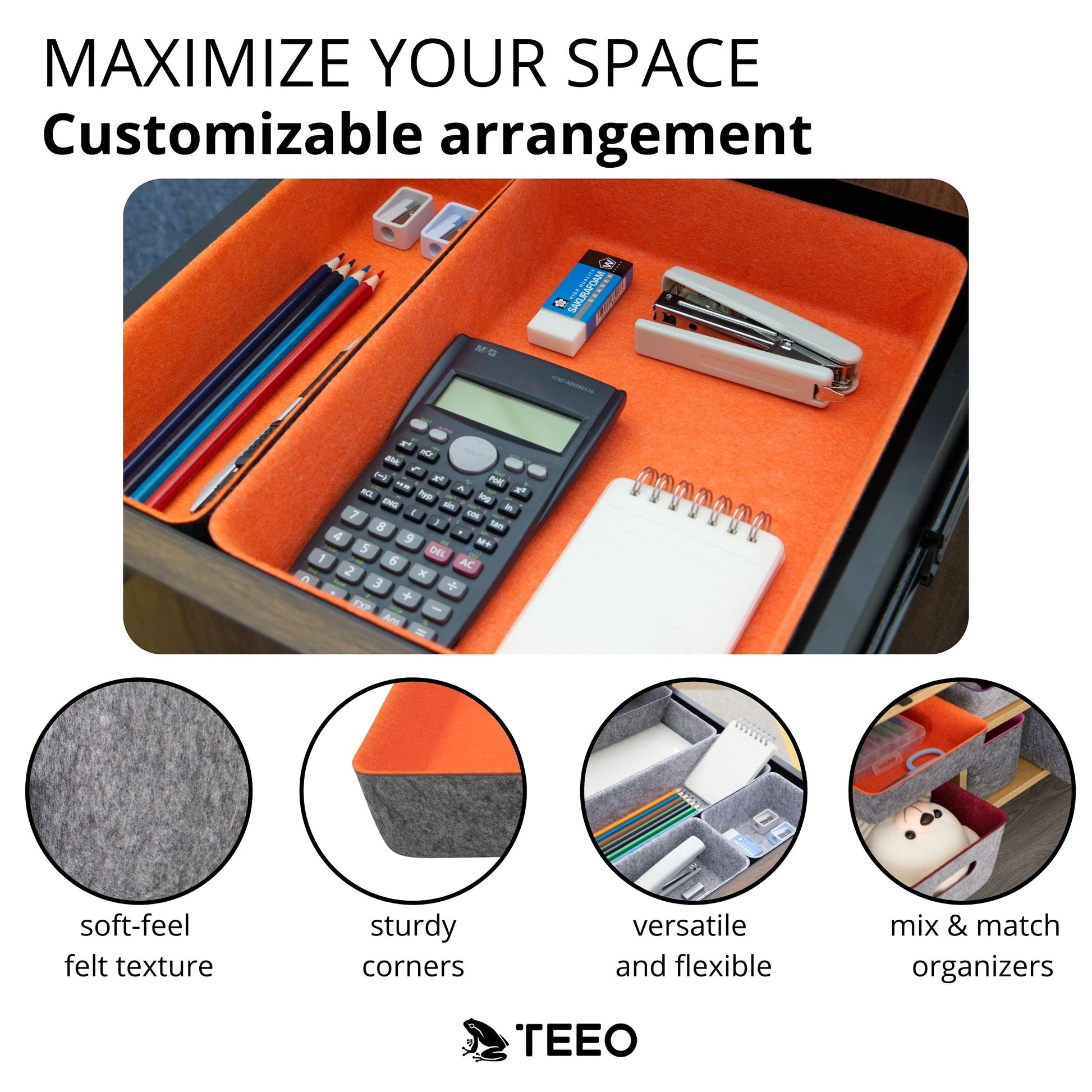 Teeo - Drawer Dividers Organizers - Makeup Trays for Vanity - Drawers Organizer - Office Drawer