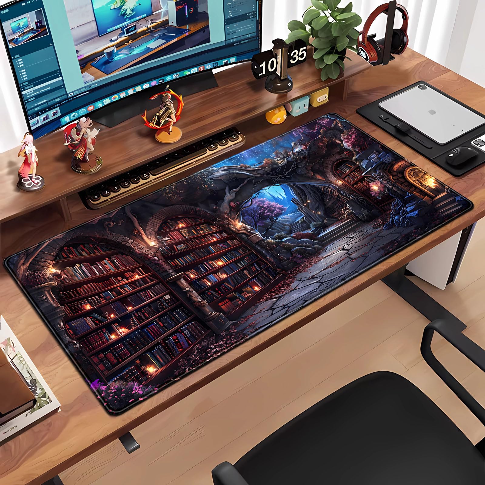 Enchanted Mystic Archive Library Desk Mat Large Mouse Pad Aesthetic Keyboard Pad Extended Gaming