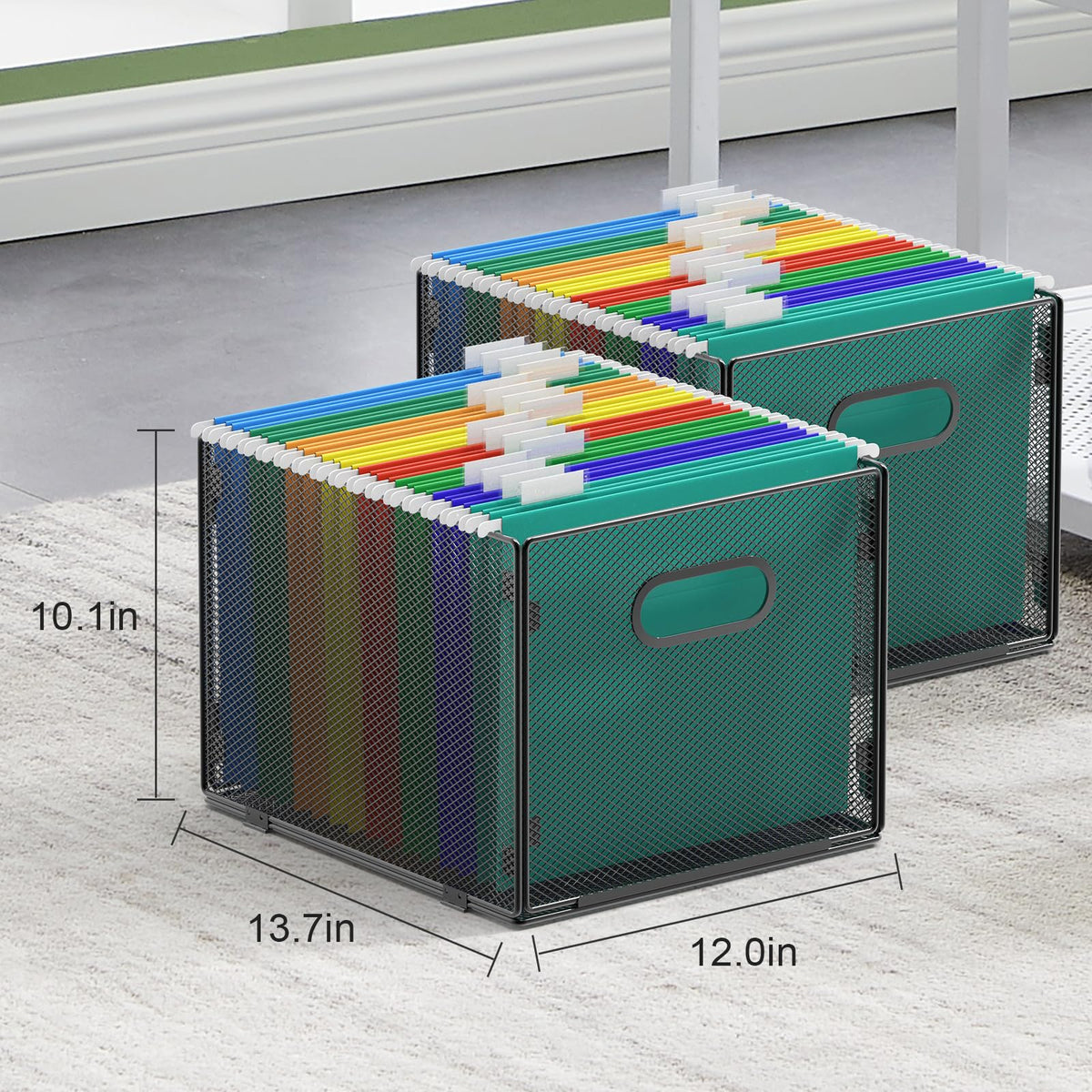 samstar 2 Pack Hanging File Organizer, Mesh File Folder Box Filing Box File Cabinet Organizer