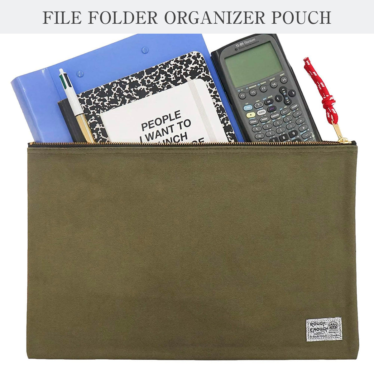 Rough Enough Important Document Storage, File Folder Organizer Pouch Green