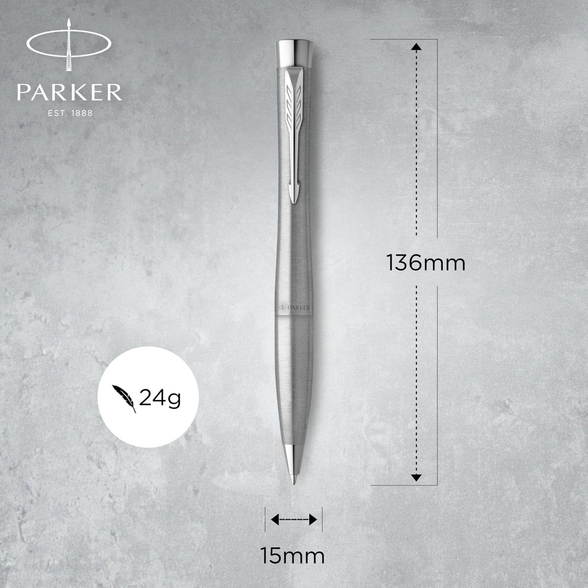 Parker Urban Twist Ballpoint Pen | Metro Metallic with Chrome Trim | Medium Point Blue Ink Refill |