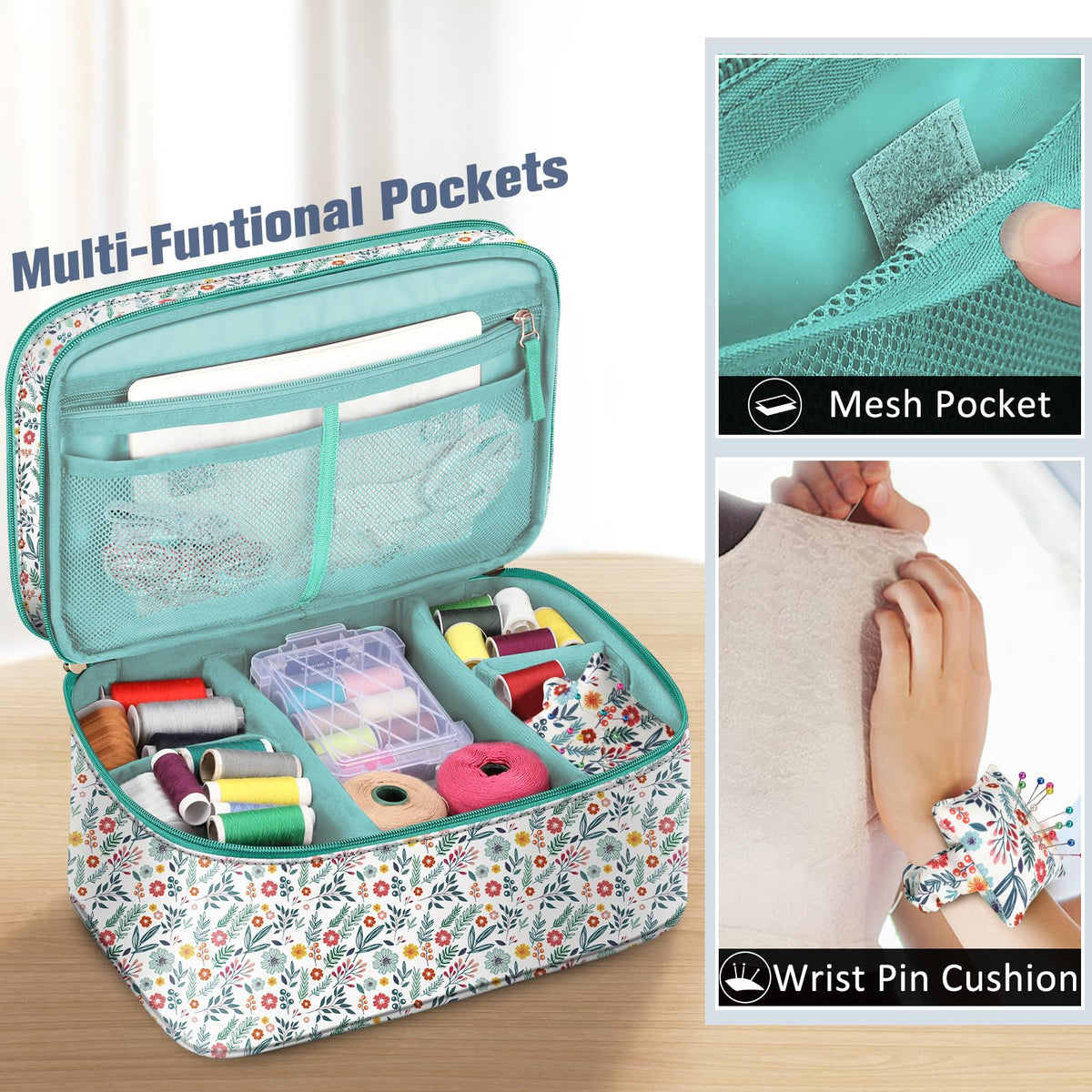 FINPAC Double-Layer Sewing Accessories Storage and Organizer Case Bag