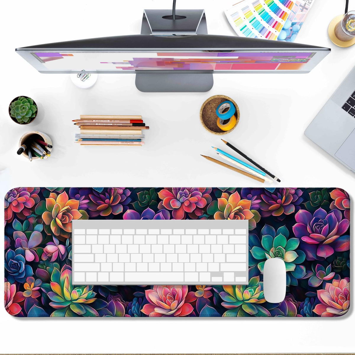 AYKDTFN Succulent Plants XL Mouse Pad & Desk Mat for Gaming, Office & Home