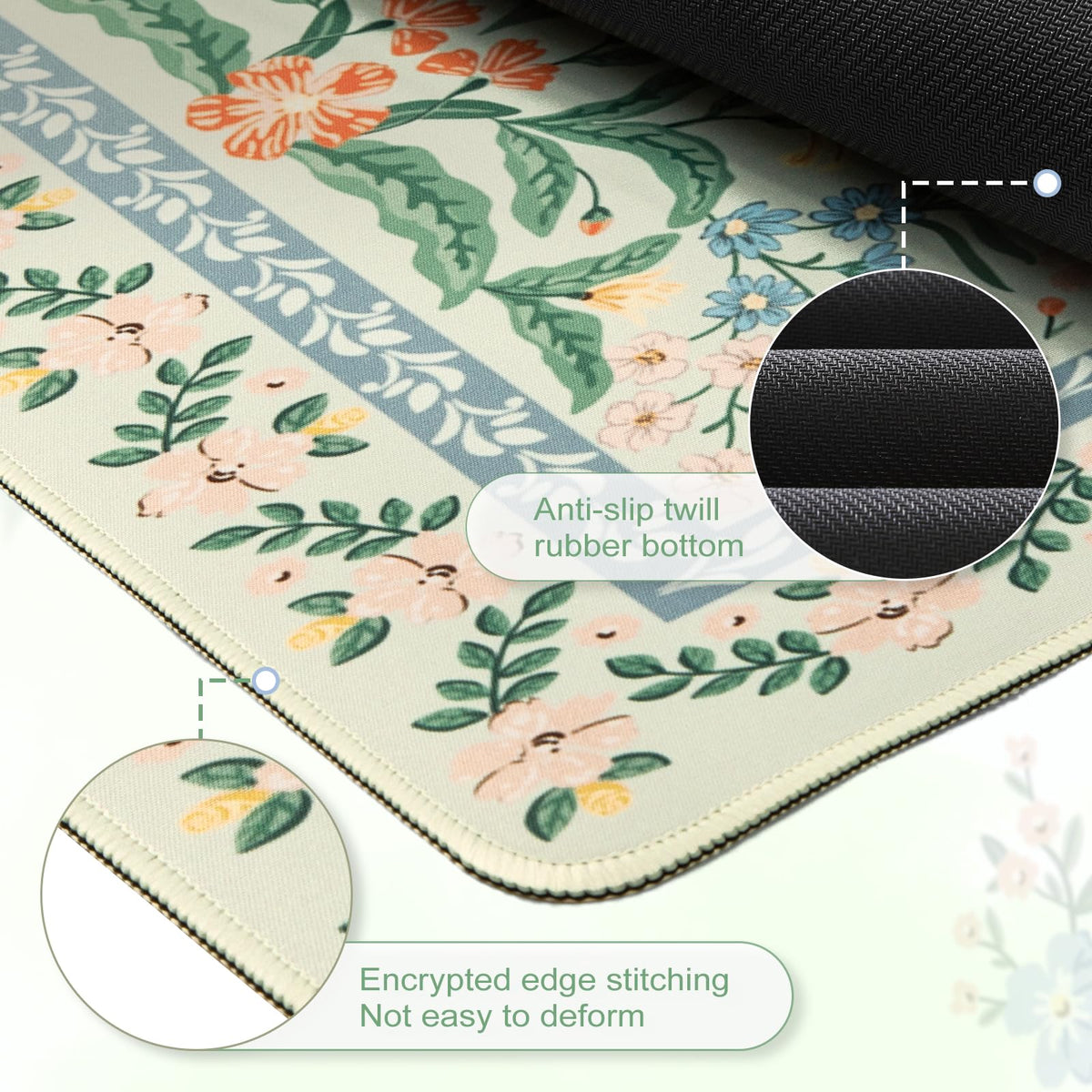 HAOCOO Large Desk Pad for Keyboard and Mouse, Non-Slip Office Mat(Green)