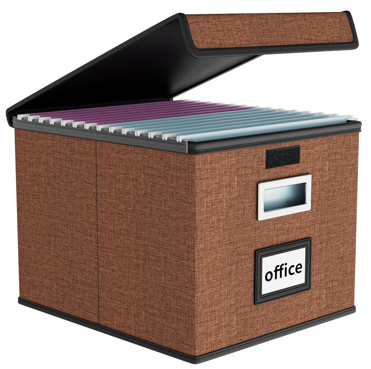 Huolewa Upgrade Portable File Organizer Box with Lid,Large Linen Hanging Office Document Storage