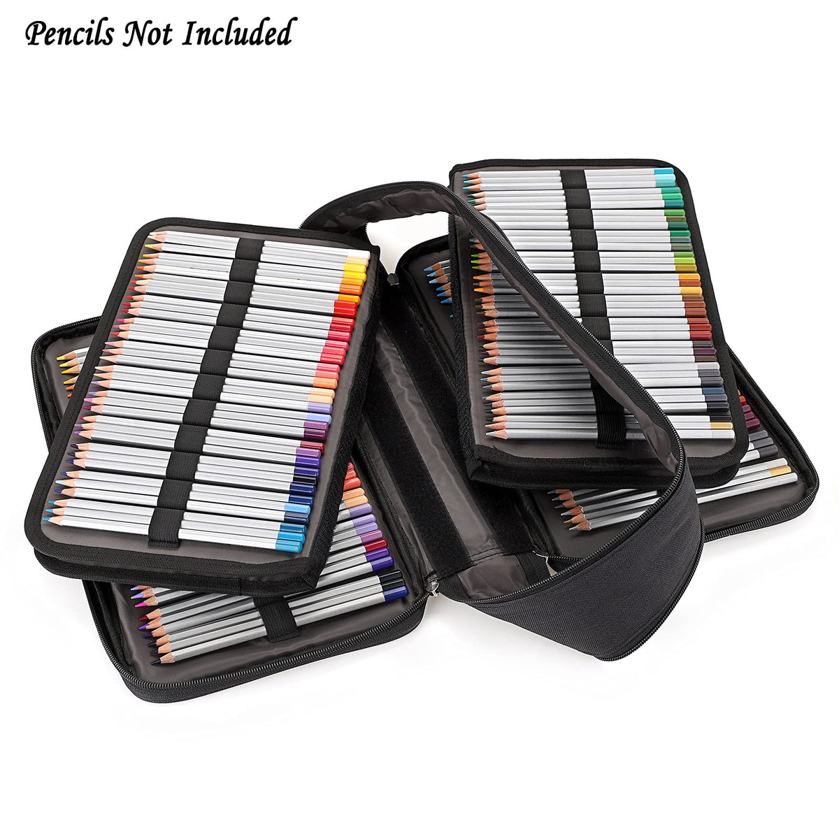 BTSKY Colored Pencil Case 360 Slots Pencil Bag Organizer High Capacity Holder with Double Zippers