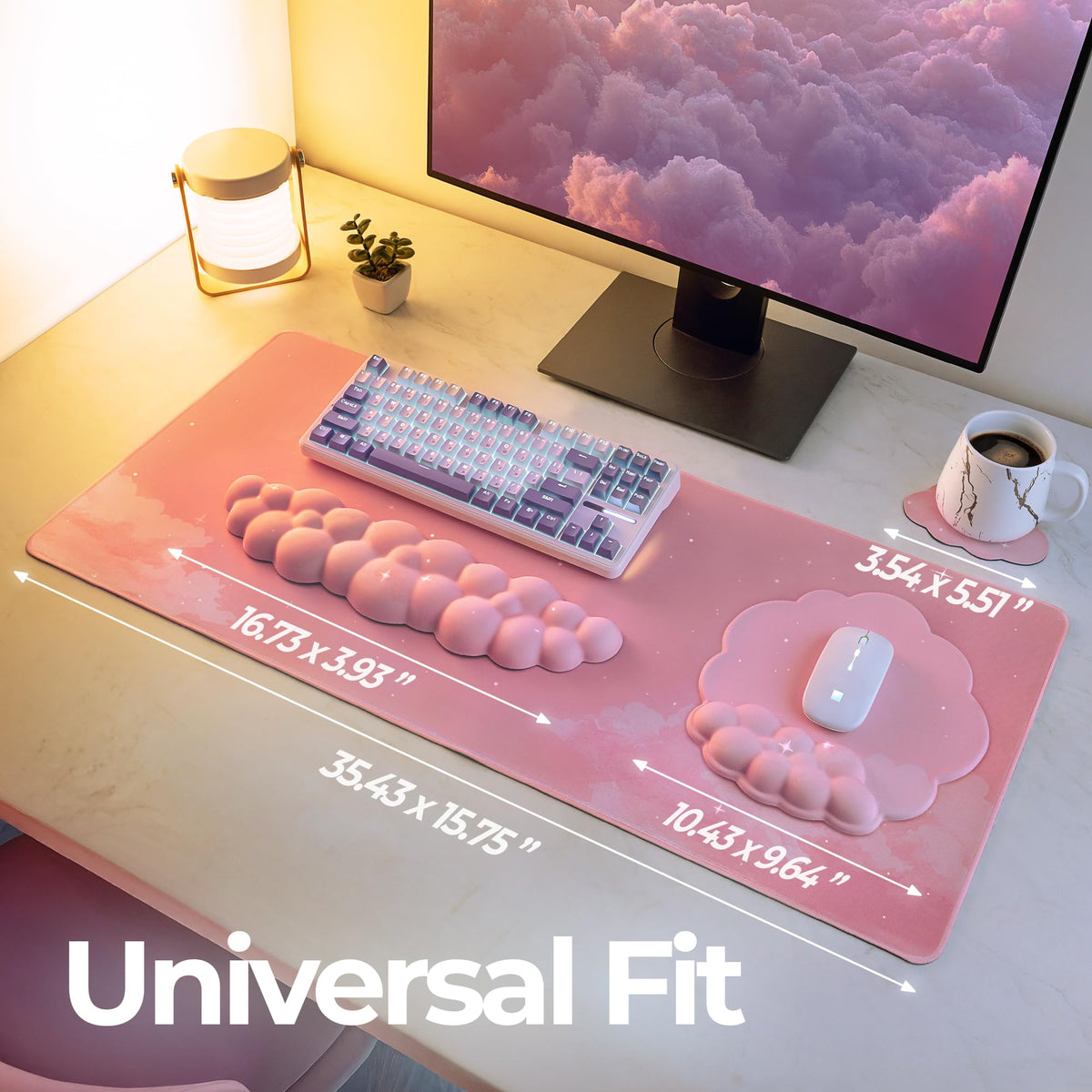 TheTrulyCharter Premium Quality Cloud Wrist Rest Keyboard & Mouse Pad Set – Ergonomic Memory Foam
