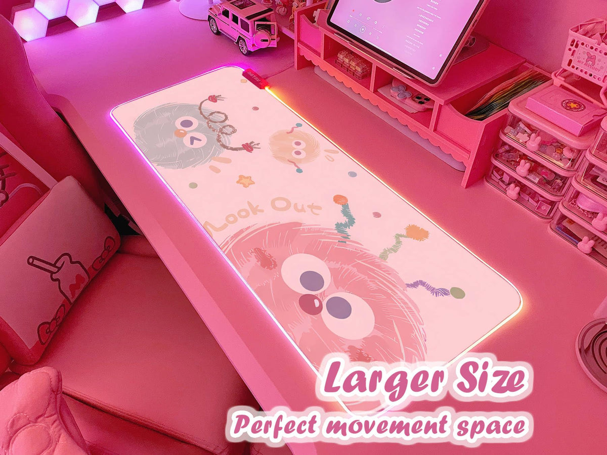 JMIYAV Pink RGB Gaming Mouse Pad 31.5x12 Inch Cute Mousepad PC XL Large Extended Glowing Led Light