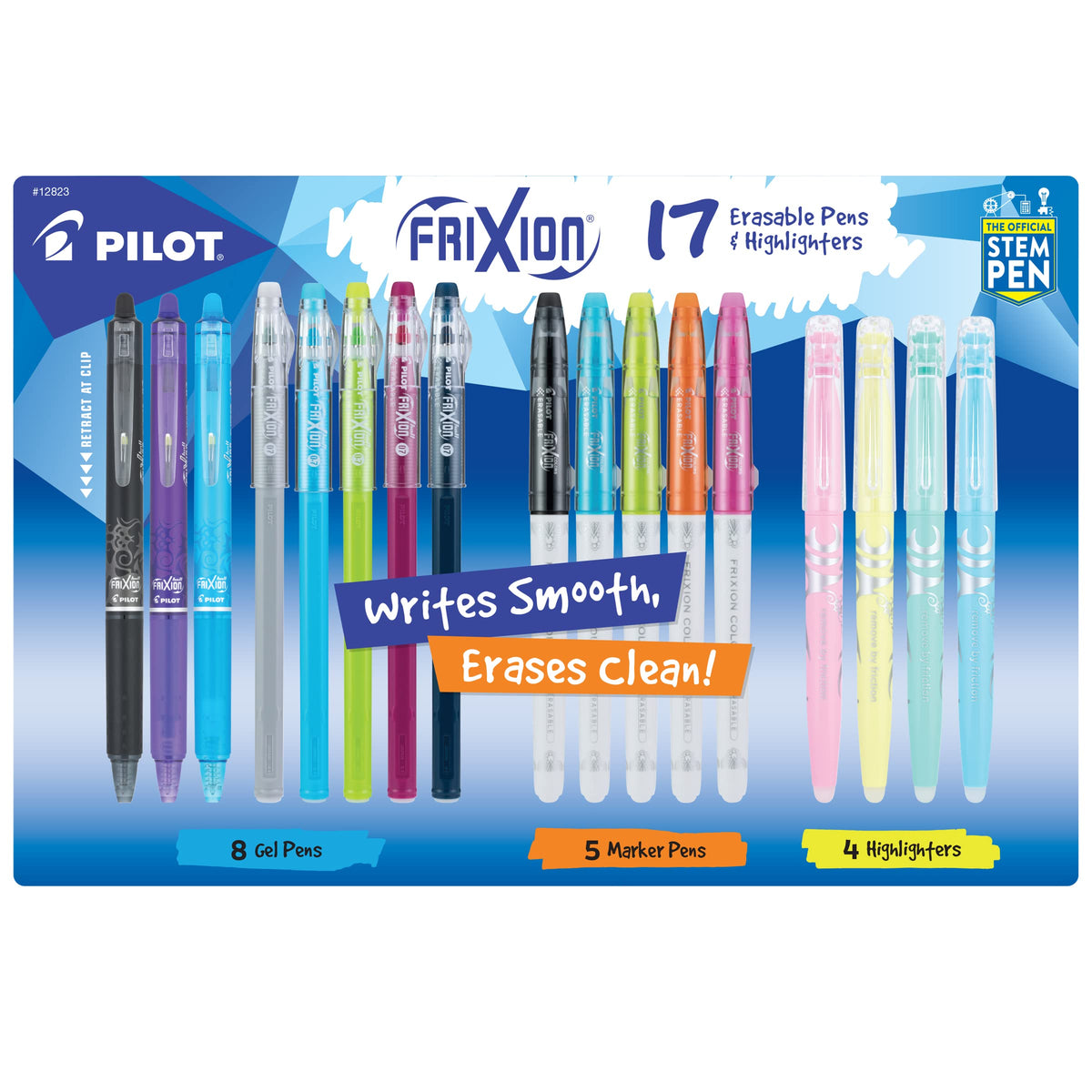 PILOT, FriXion Assorted Erasable Gel Ink Pens, Marker Pens & Highlighters, Pack of 17, Assorted