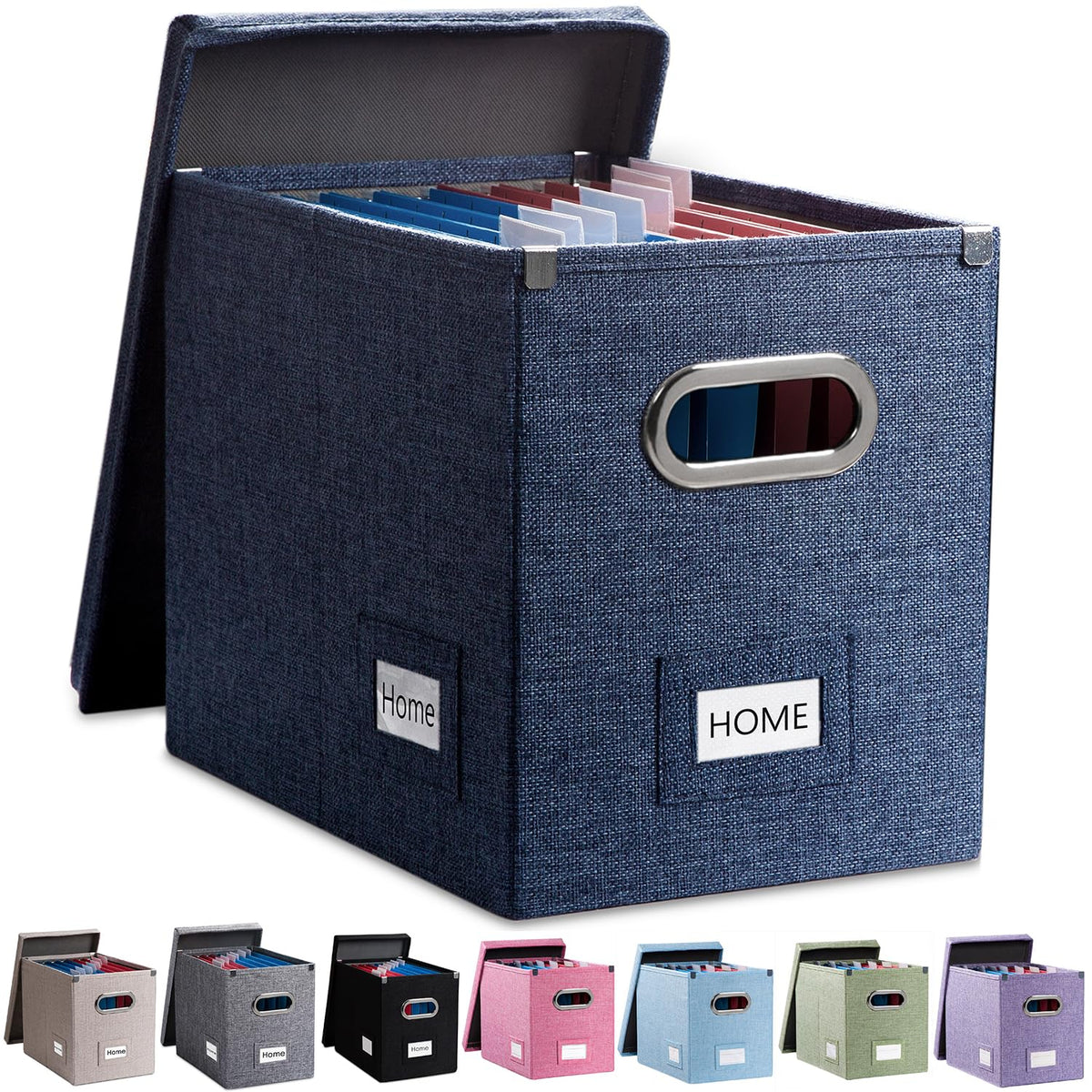 PRANDOM File Organizer Box - Set of 1 Collapsible Decorative Linen Filing Storage Hanging File