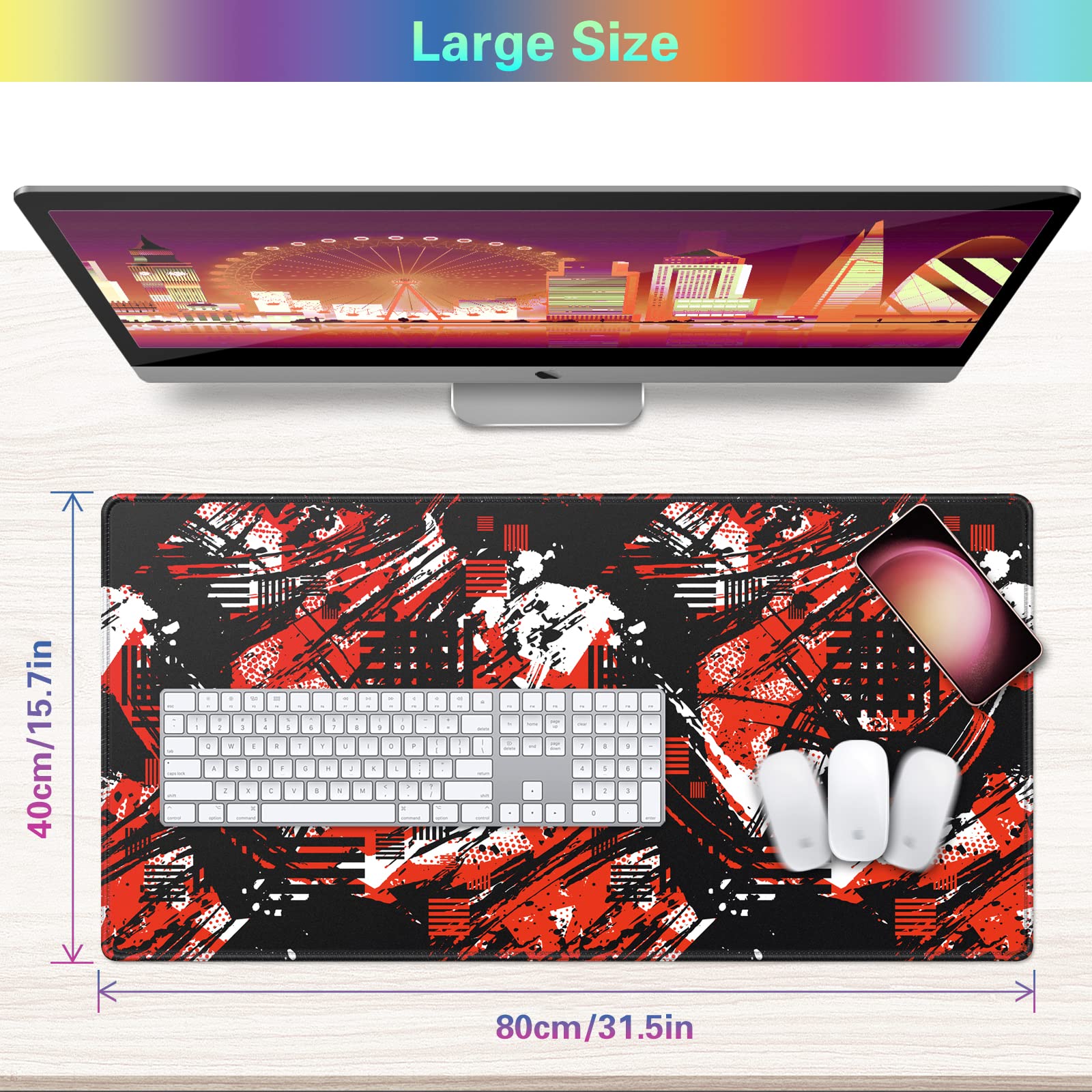 Canjoy Gaming Mouse Pad, 31.5x15.7in Large Mouse Pads for Desk Keyboard Pad