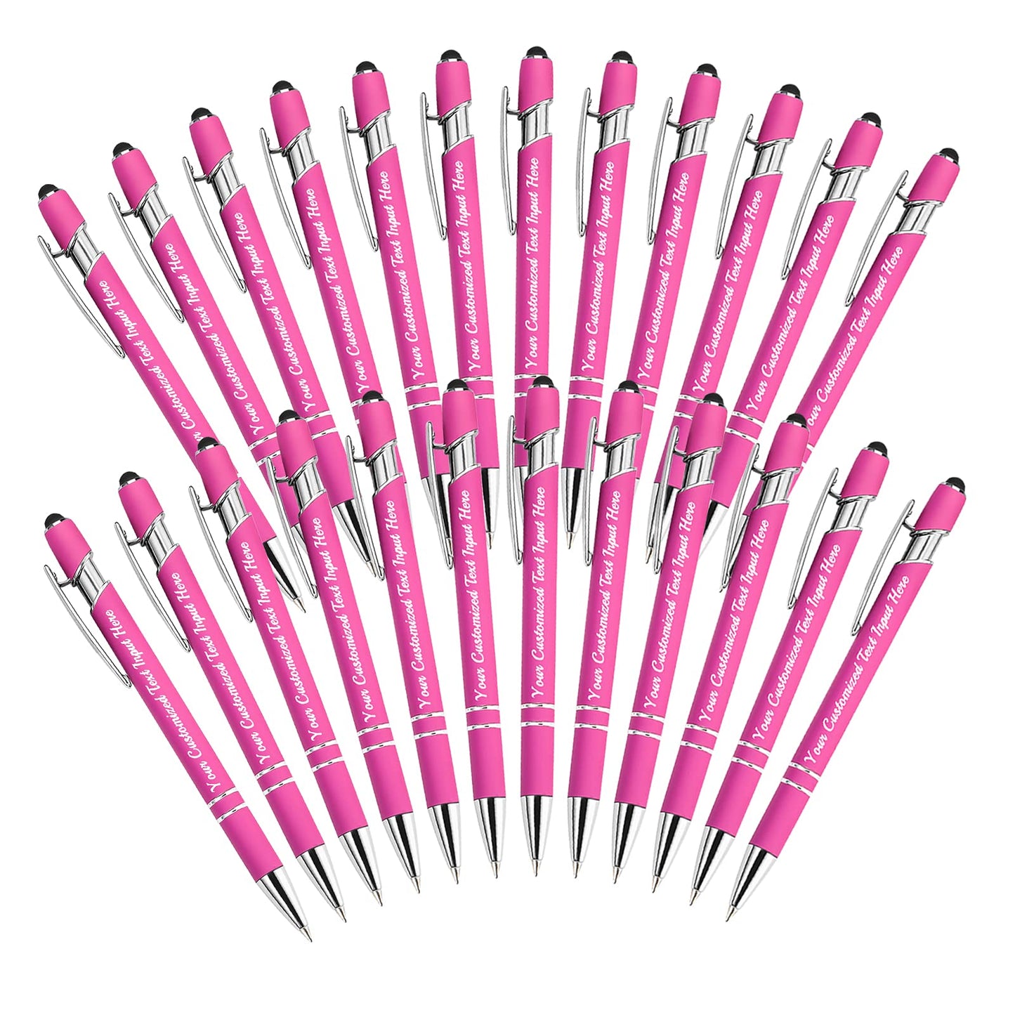 Betenshtresk Personalized Ballpoint Pen 24pcs, Custom Pens Free Engraved Bulk with Name Logo, Soft
