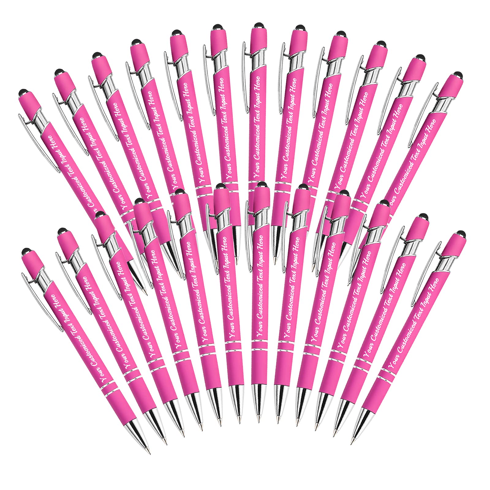 Betenshtresk Personalized Ballpoint Pen 24pcs, Custom Pens Free Engraved Bulk with Name Logo, Soft