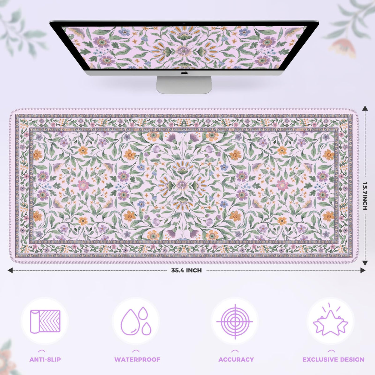 iLeadon Desk Mat for Desktop, Purple Mouse Pad for Keyboard