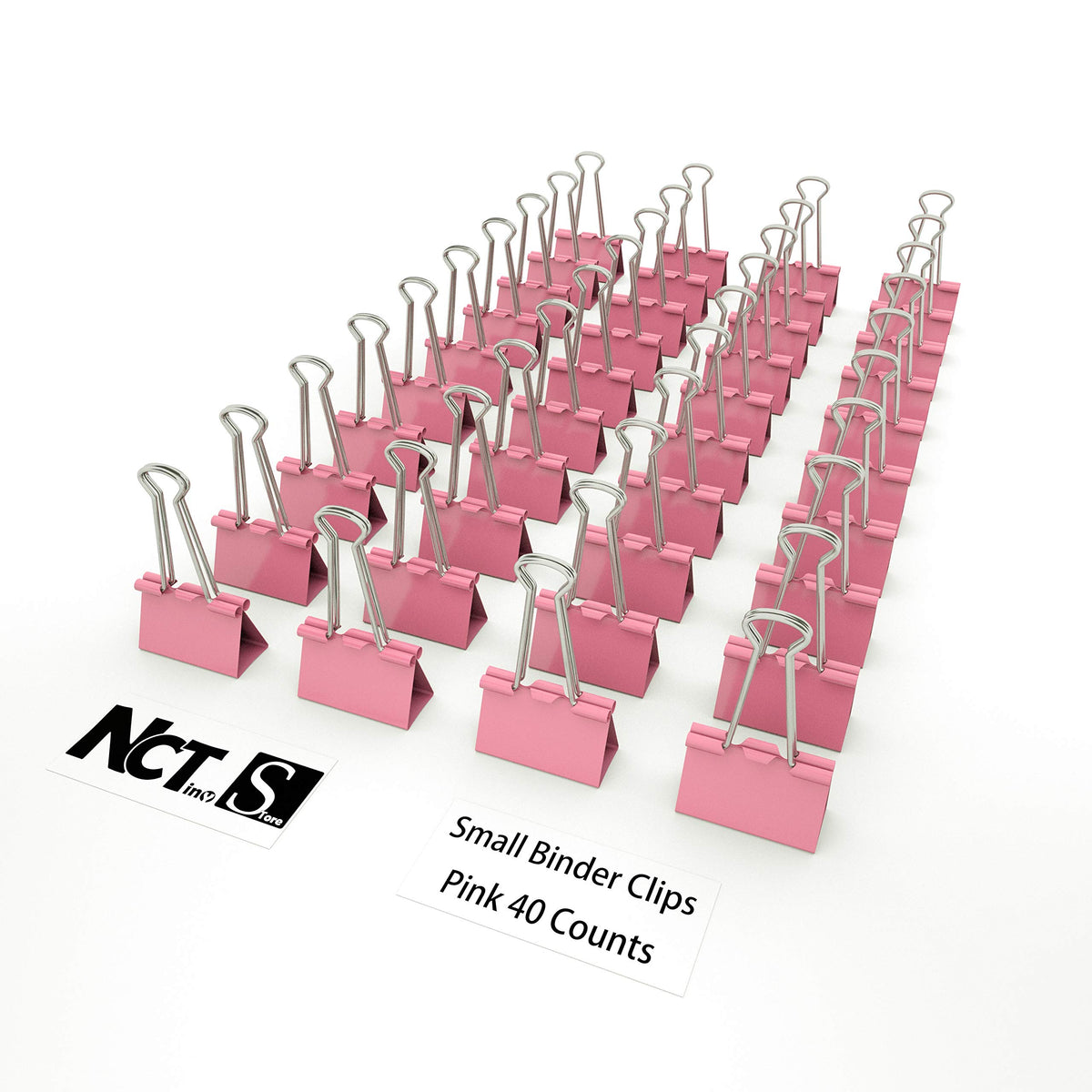 Nctinystore Binder Clips Small Metal Clamp 0.75 inch / 19 mm (Pink, 40-PCS)
