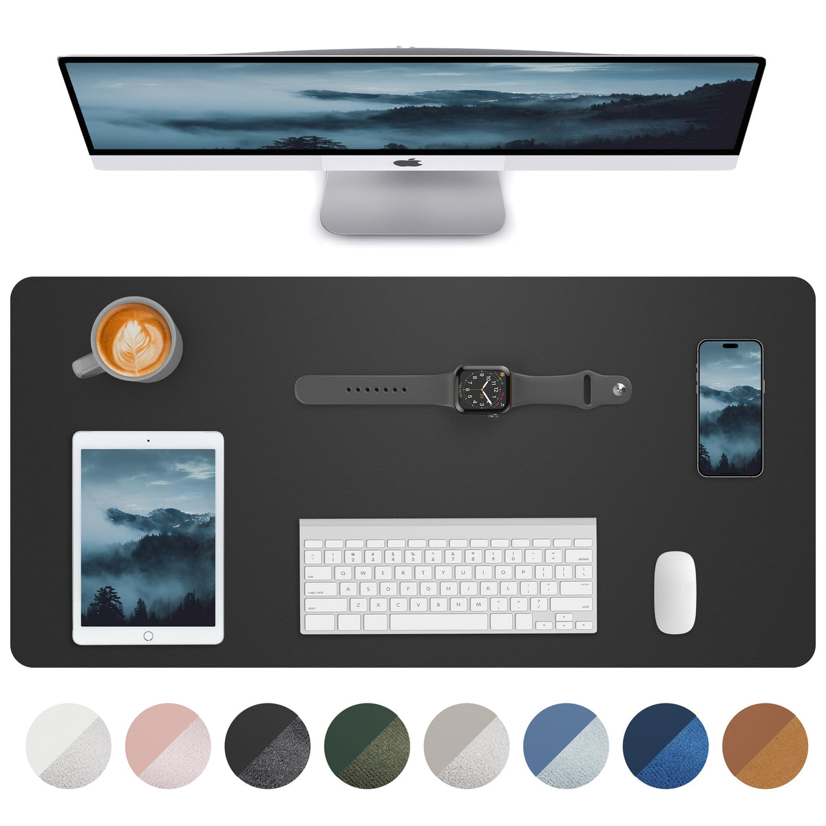 Leather Desk Pad Blotter,Mouse Pad,Office Desk Mat, Non-Slip PU Leather Desk mat,Large Desk