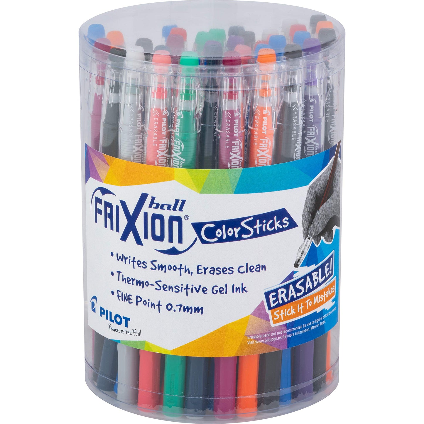 PILOT FriXion ColorSticks Erasable Gel Ink, Assorted Colors, Pack of 36