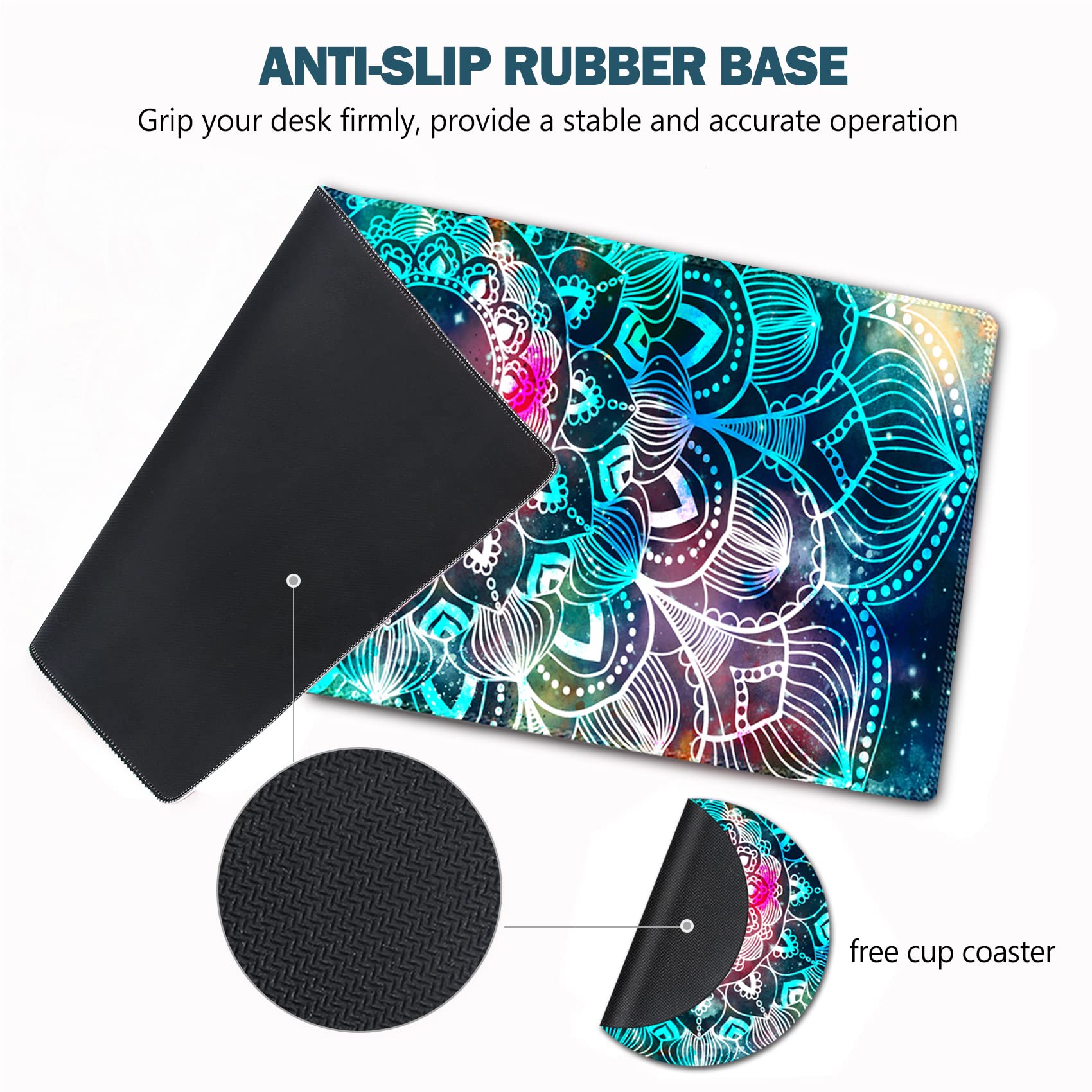 AIMSA Large Gaming Mouse Pad, XXL Keyboard Mouse Mat Extended Desk Pad with Stitched Edges, Durable