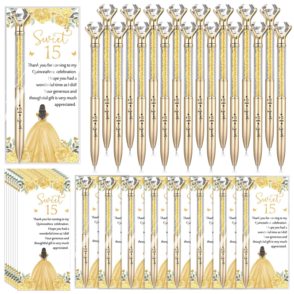 Sayglossy 30 Set Quinceanera Party Favor Sweet Gift, 15th, Gold