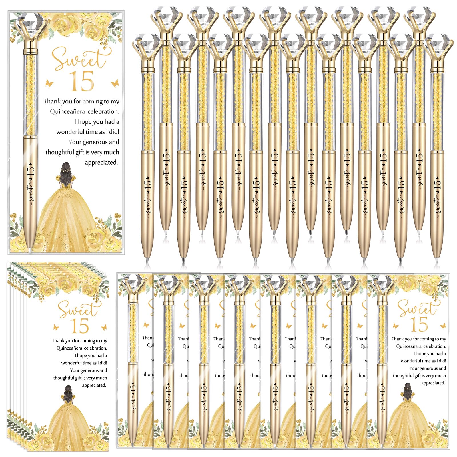 Sayglossy 30 Set Quinceanera Party Favor Sweet Gift, 15th, Gold