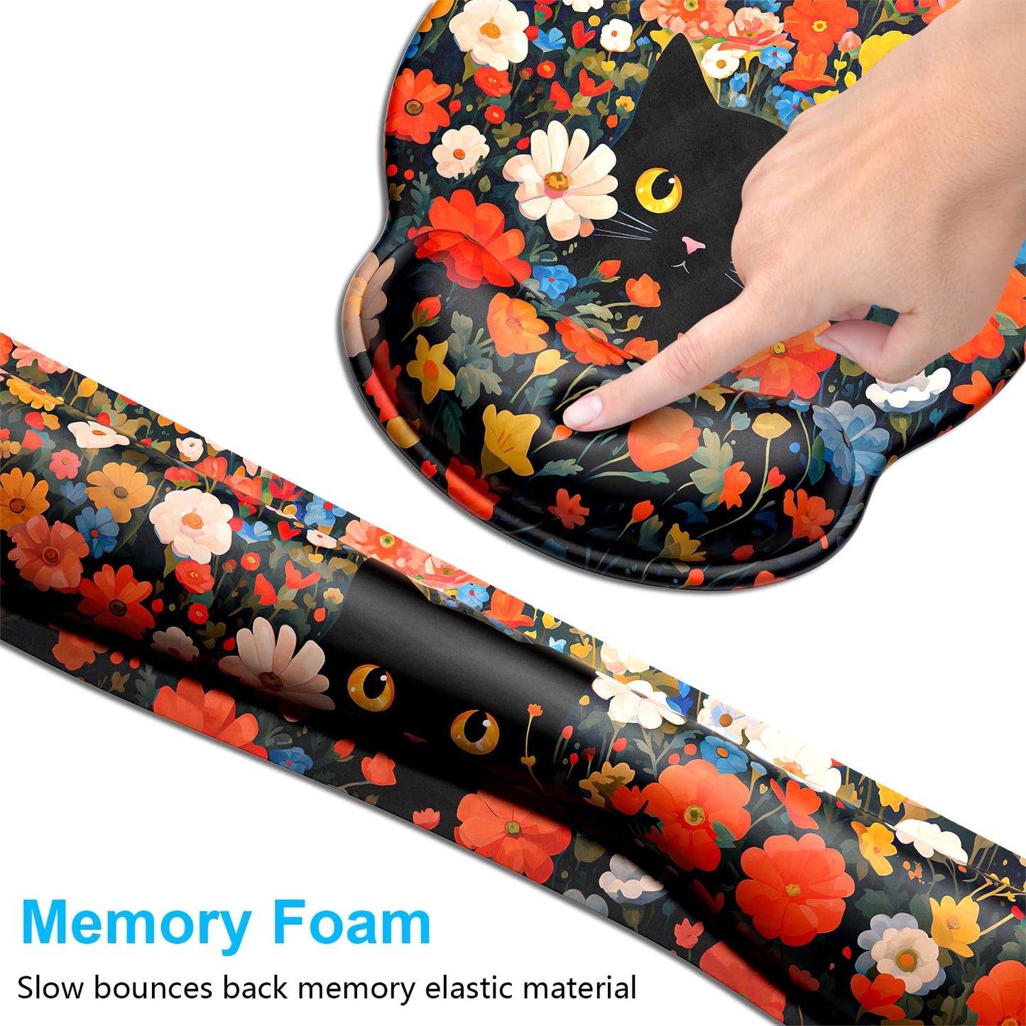 Dapesuom Keyboard Wrist Rest and Mouse Pad with Wrist Support, Cute Memory Foam Cushion for