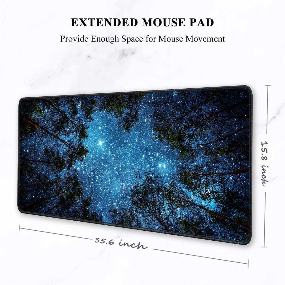 Auhoahsil Large Gaming Mouse Pad, XXL 35.4 x 15.7 in Desk Mat, Night Sky