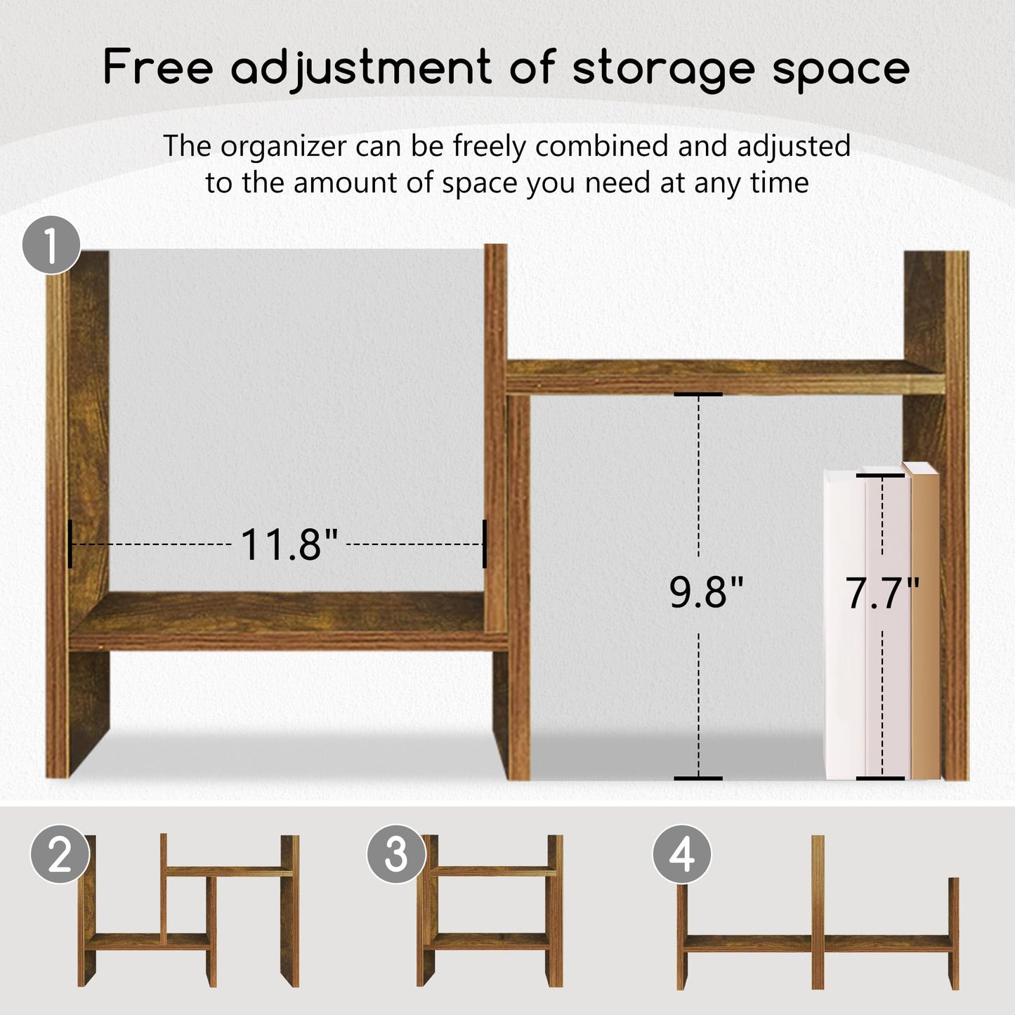 Jerry & Maggie Desktop Organizer Office Storage Rack Adjustable Wood Display Shelf Free Style