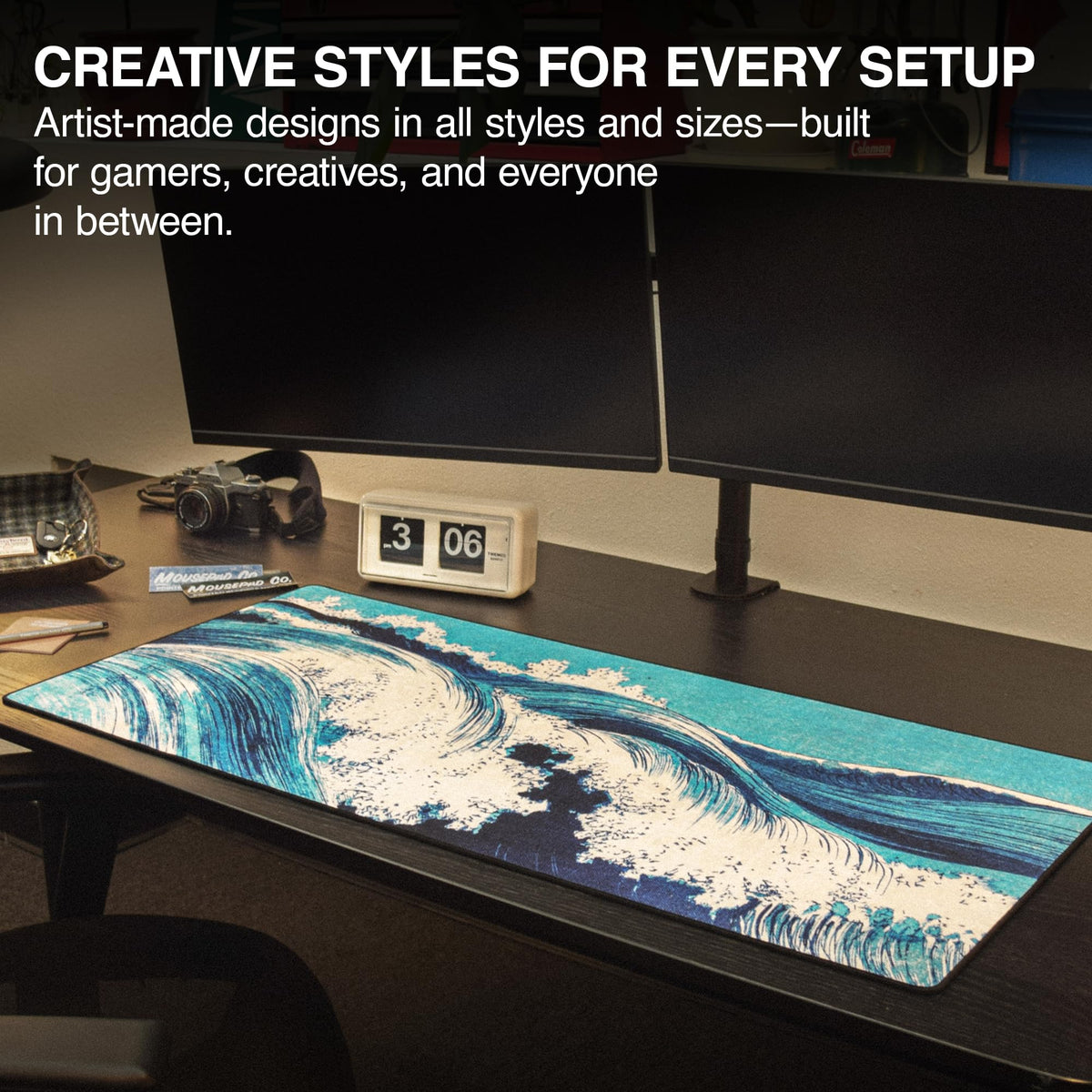 MPCO. Ocean Waves Gaming Desk Pad, 36" x 17" Duraglyde Non-Slip Desk Mat