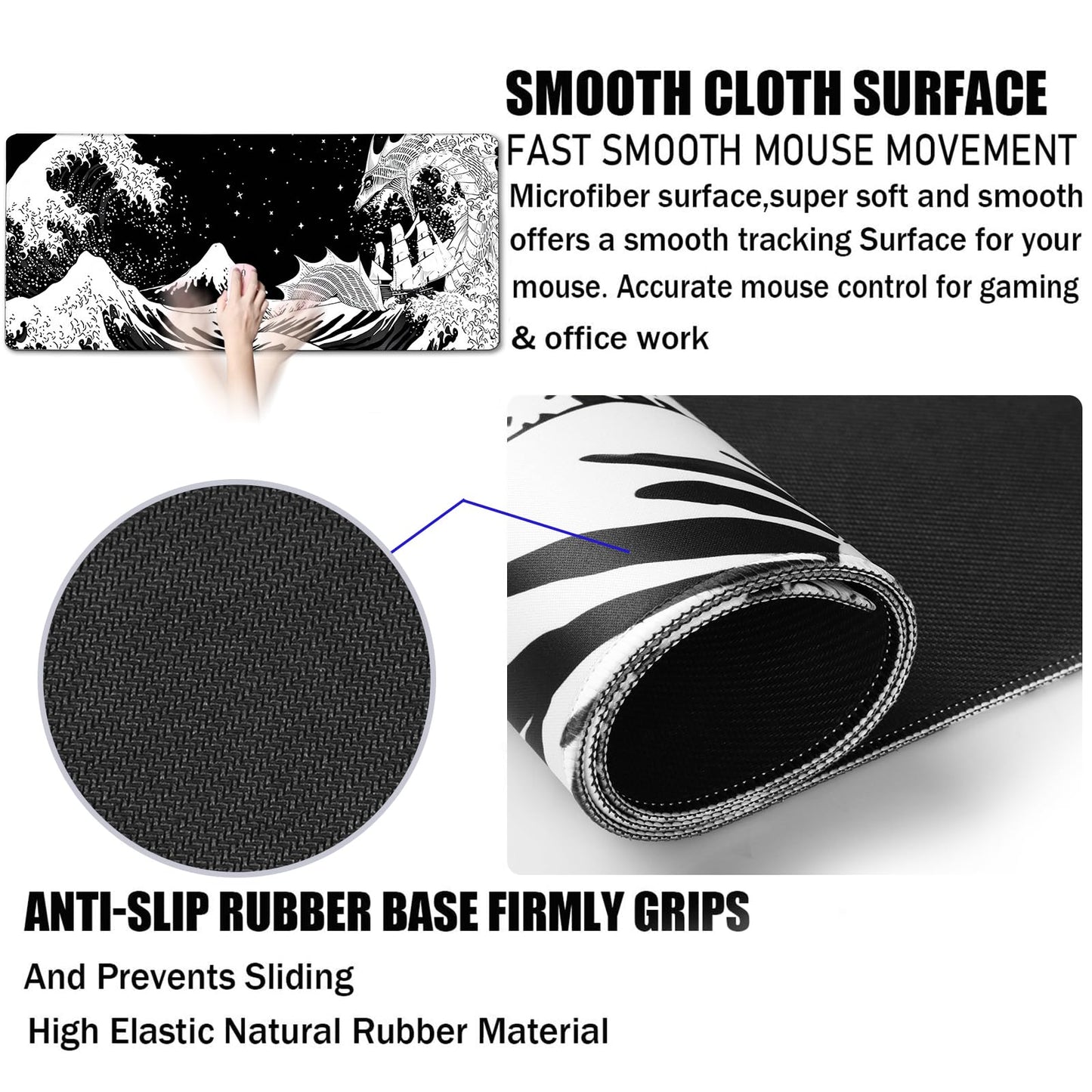 TEDNETGO Extra Large Mouse Pad, Gaming Mouse Pad, Waterproof Extra Large Mousepad with Stitched