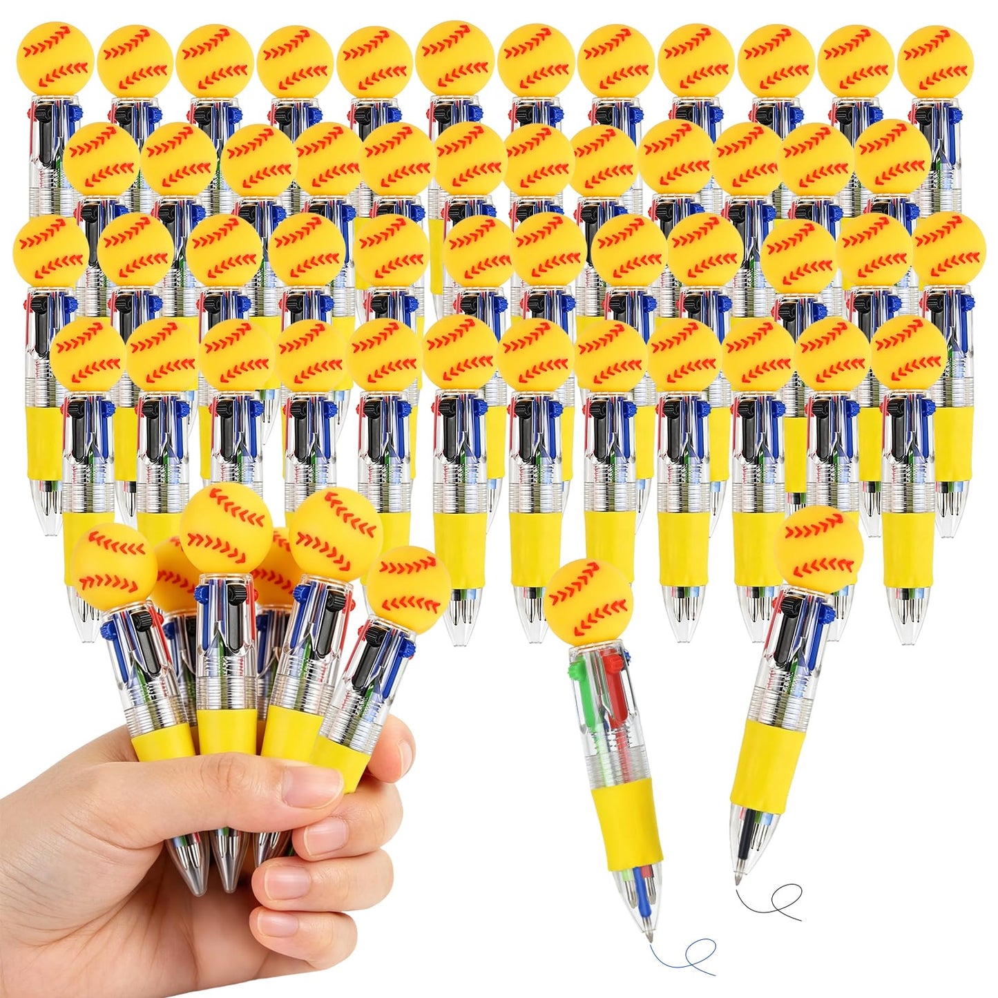 Zhirlyn Softball Party Favors Softball Pens Mini Multicolor Pen in One Cute Fun 4-in-1 Pens Bulk