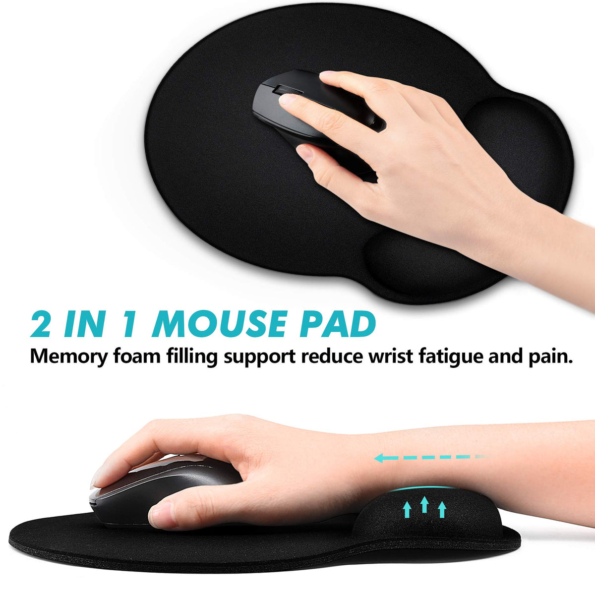 Ergonomic Mouse Pad 3 Pack with Wrist Rest Support, Round Gaming Mousepad with Smooth Surface &