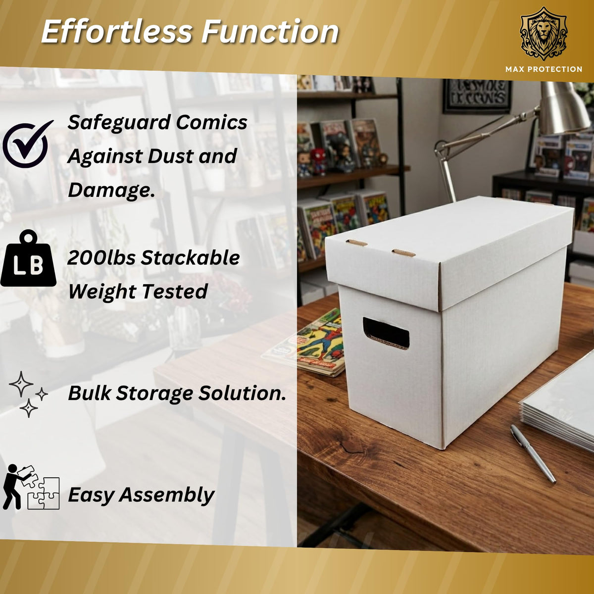 Max Protection Comic Book Storage Short Boxes - 3-Pack