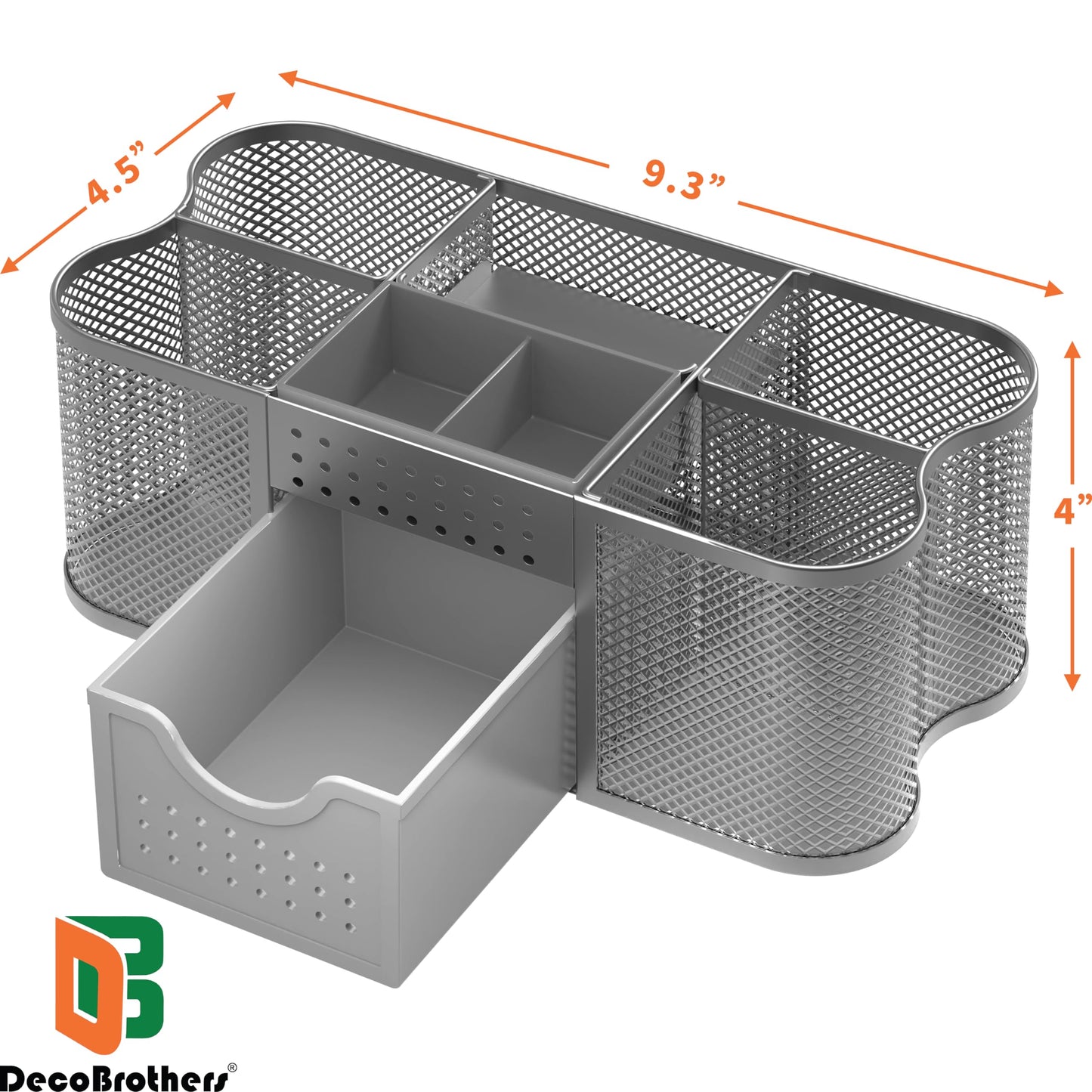 Deco Brothers Desk Organizers Pen Holder Office Caddy Storage, Silver