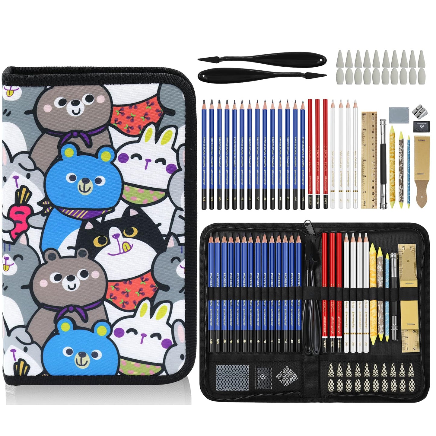 Daerthotk 53 PCS Drawing Kit Sketching Pencil Set, Sketch Pencils Art Supplies with Graphite
