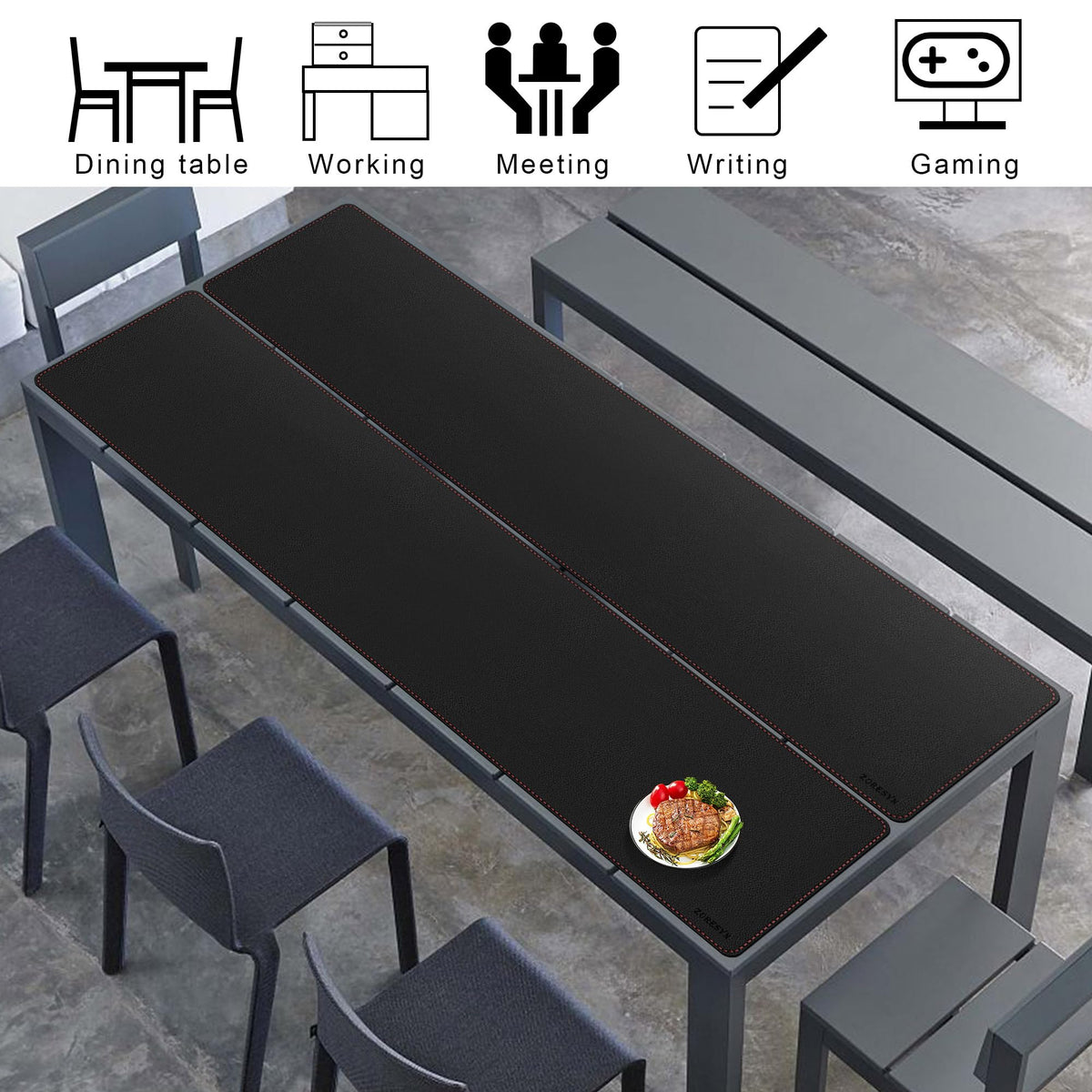 ZORESYN PU Leather Desk Mat 70.9 "x15.8 Black