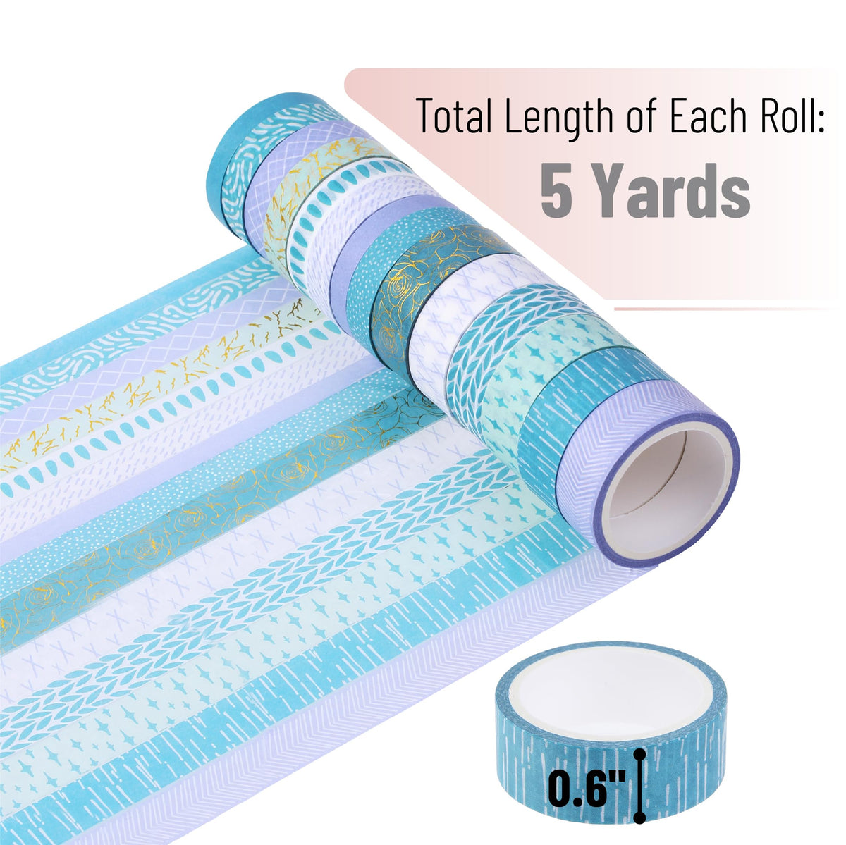 Mr. Pen- Washi Tape Set, 15 Rolls, Assorted Sizes, 5 Yards/Roll