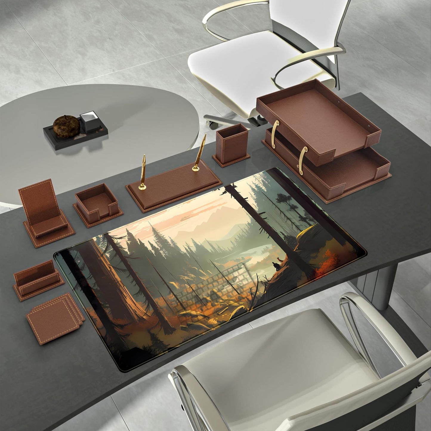 Desk Mat Gaming Desk Pad Valleys, Forest Mouse Pad XXL Extended Large Mouse and Keyboard Mat