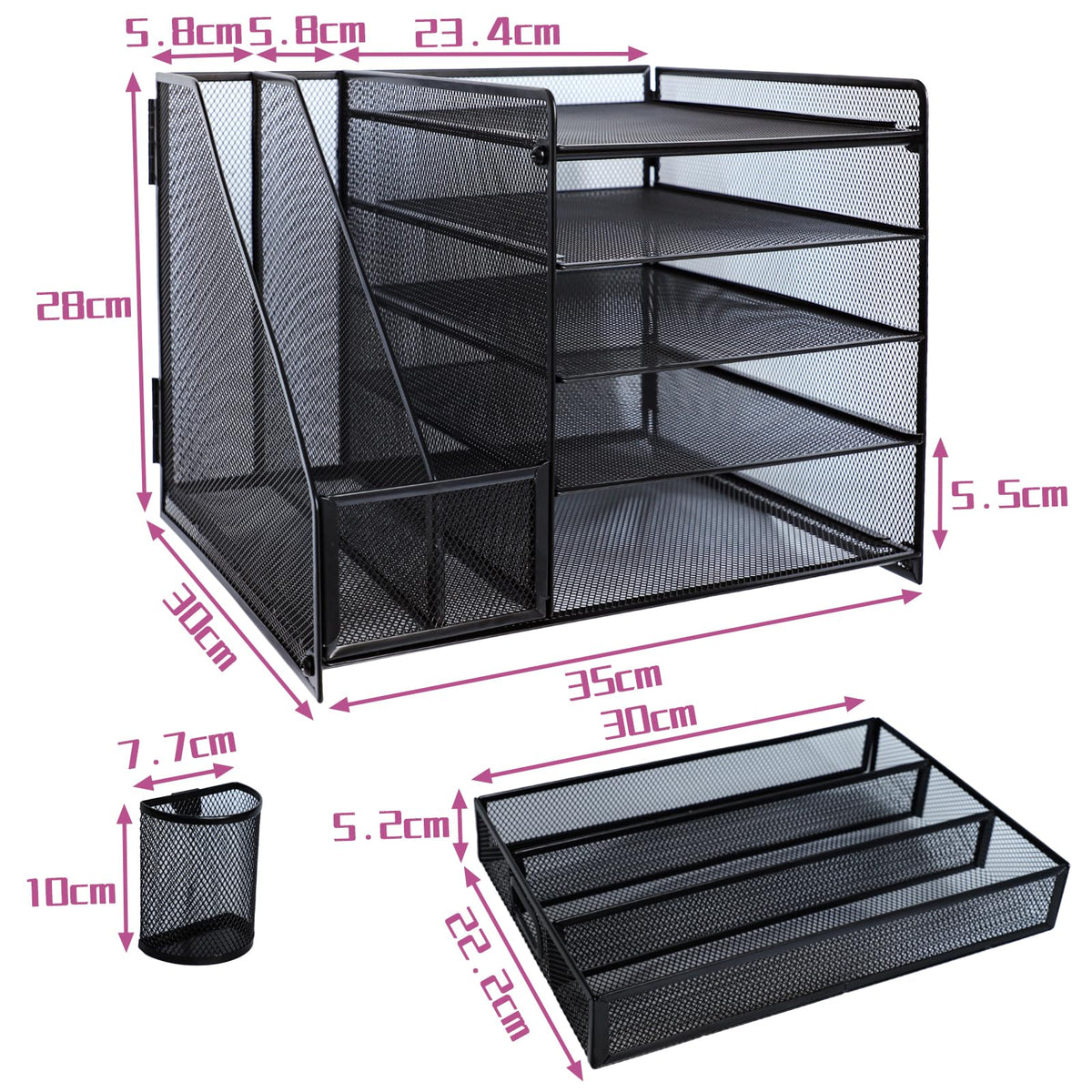ideallife Desk Organizers and Accessories with File Holder, 5-Tier Paper Letter Tray Organiser with
