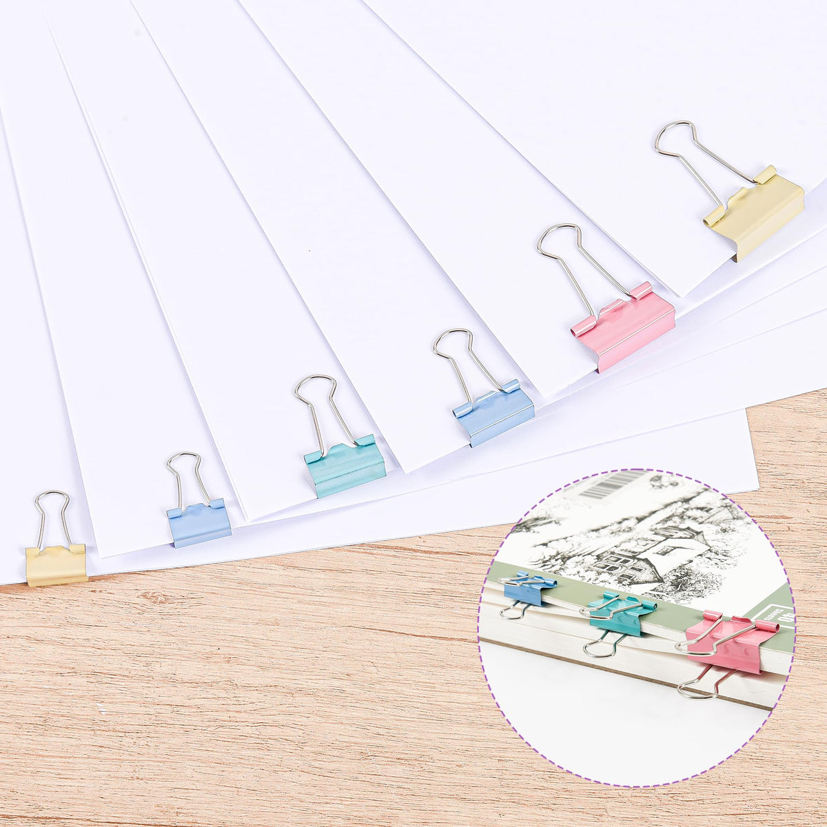 400PCS Pink Paper Clips and Binder Clips Assorted Sizes