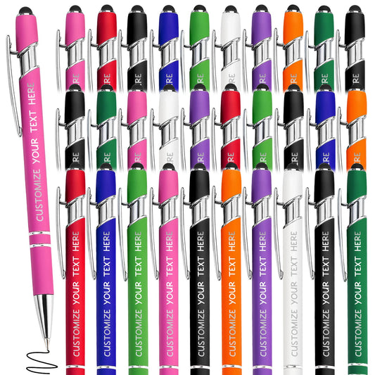 Yananka 36 Pcs Custom Pens with Stylus,Personalized Pens with Free Engraving,Customized Pens with